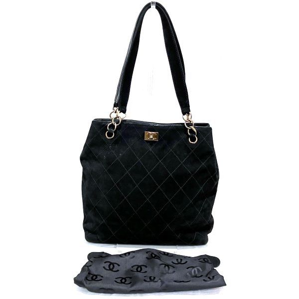 Chanel Chanel Coco Mark Wild Stitch Tote Bag Leather Tote Bag in Black, Women's