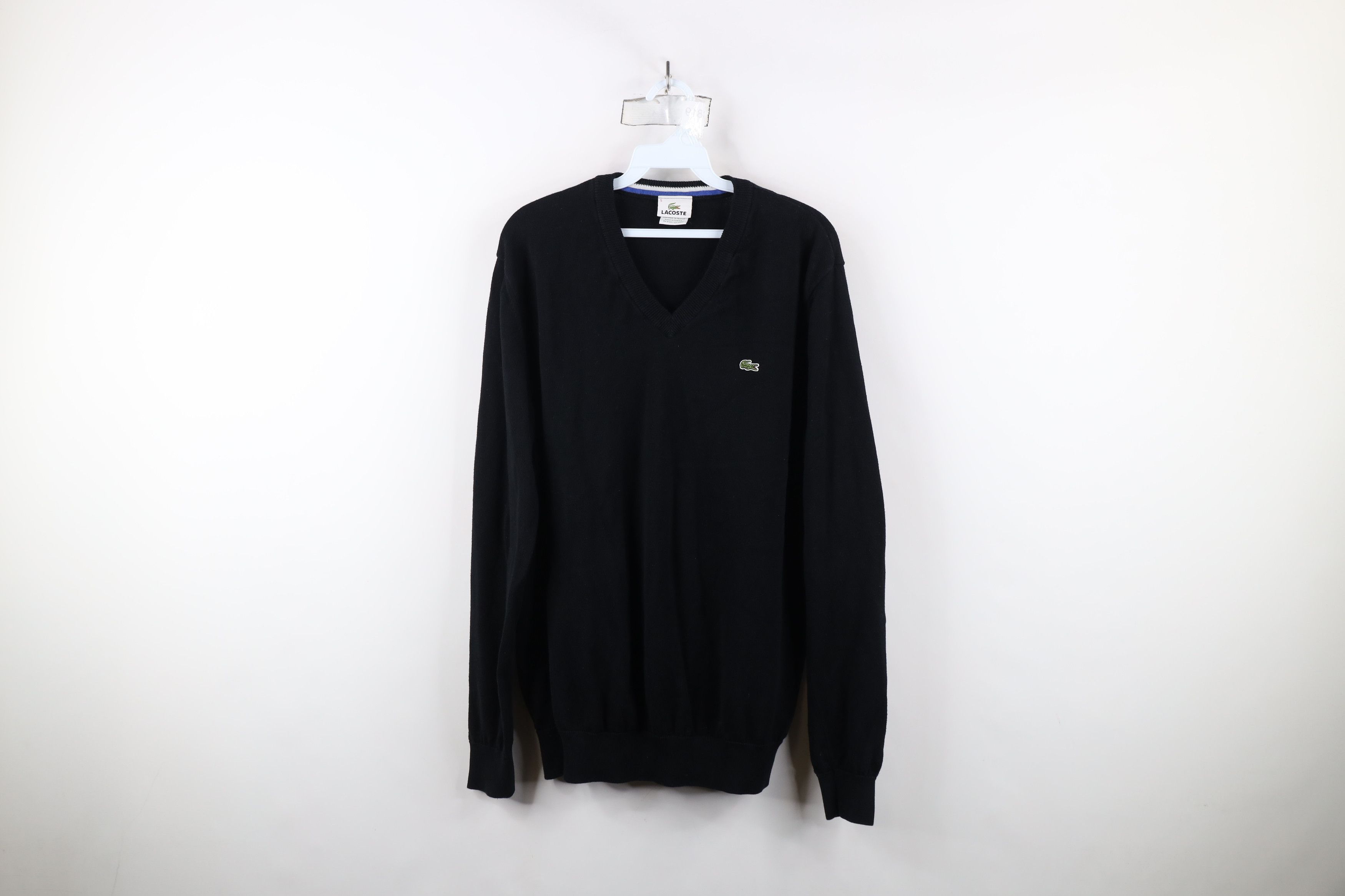 Lacoste × Vintage Vintage Lacoste Faded Croc Logo Knit V-Neck Sweater Black Size US M / EU 48-50 / 2 - 1 Thumbnail