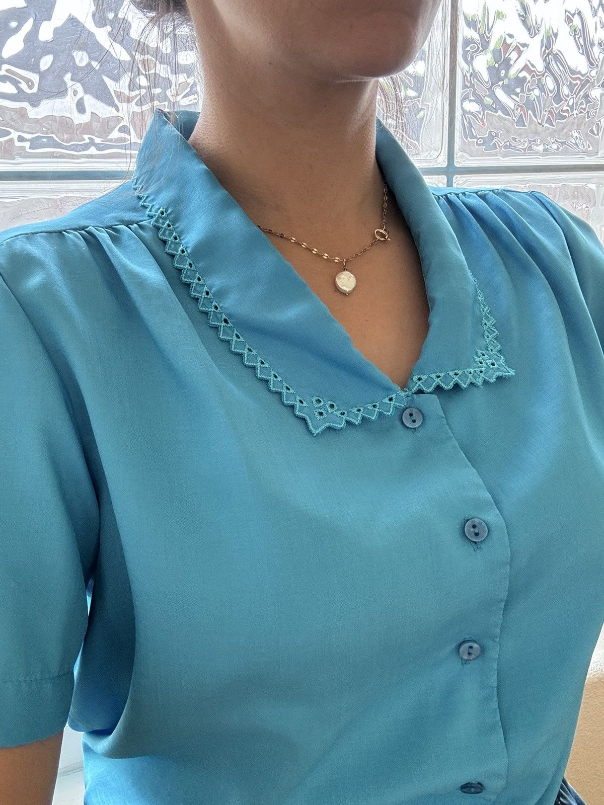 Vintage Women’s S-M vintage cottagecore button up sailor collar Size S / US 4 / IT 40 - 1 Thumbnail