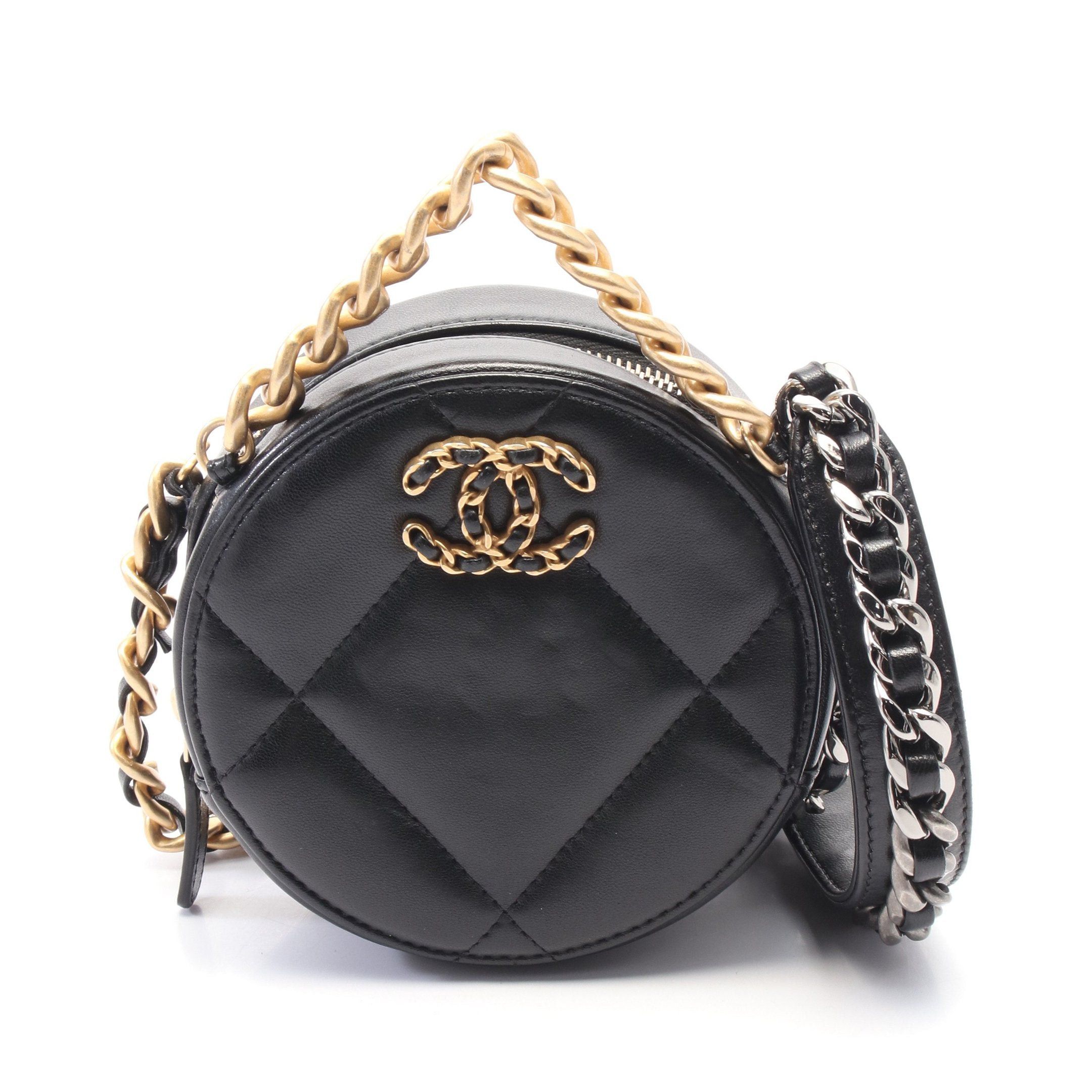 Chanel Chanel 19 Matelasse Chain Shoulder Bag Leather Black Combination Metal Fittings, Women's