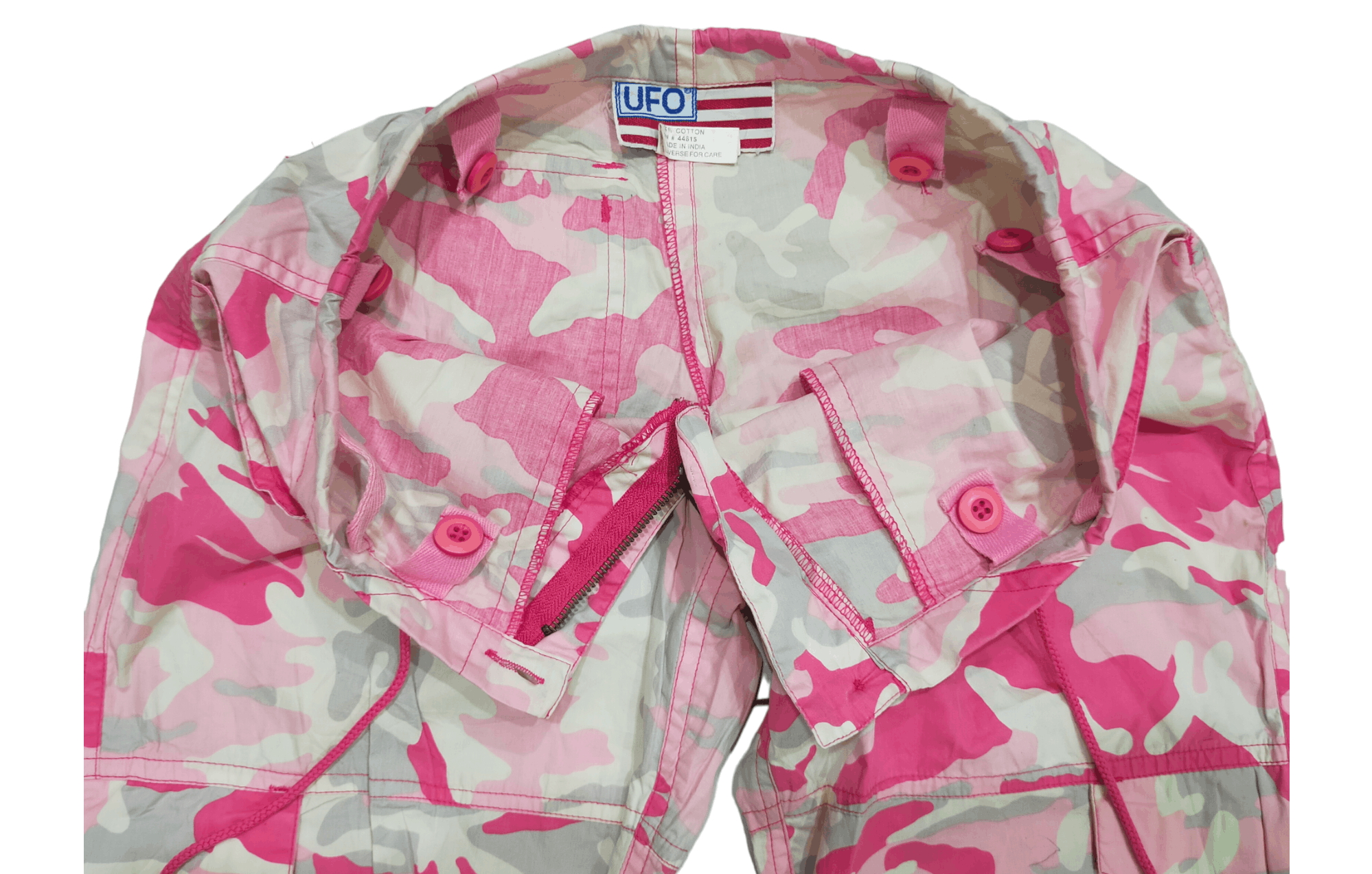 Japanese Brand × Vintage 🔥UFO PINK CAMOUFLAGE MILITARY CARGO PARACHUTE PANTS Size 31" - 3 Thumbnail