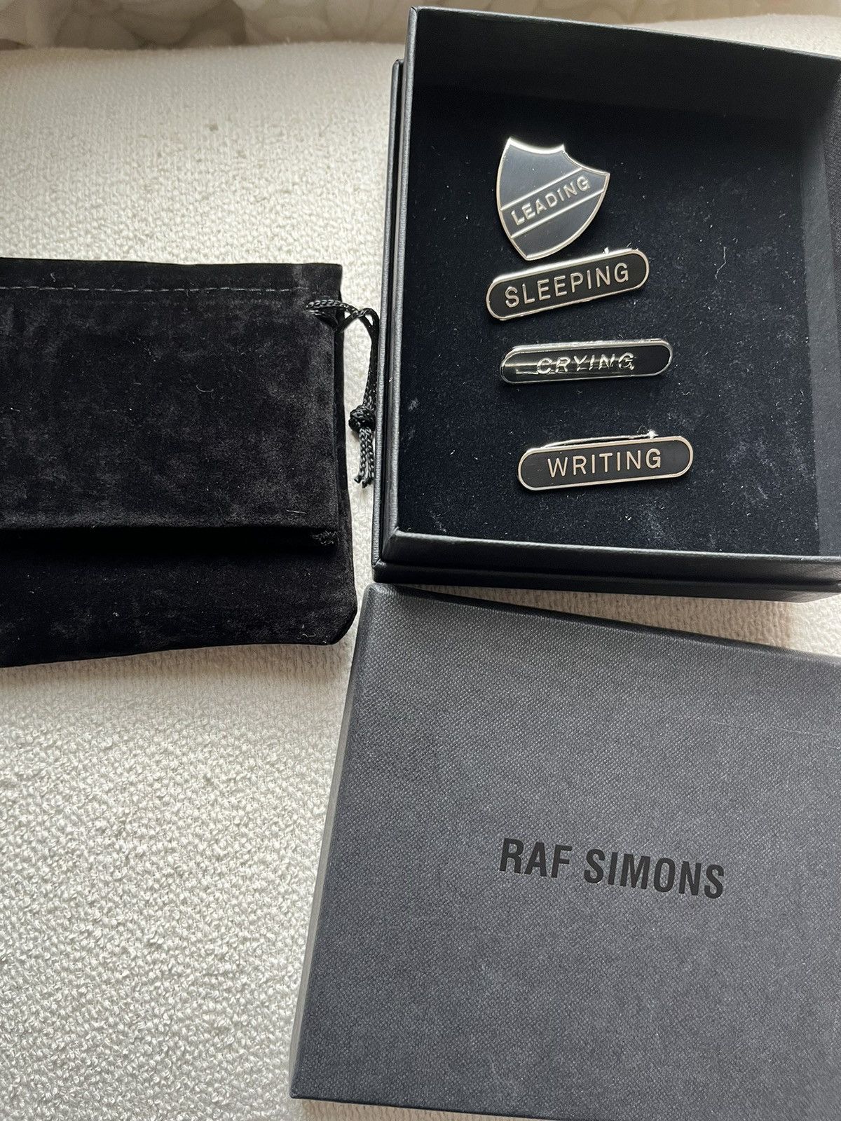 image of Bnwb Raf Simons School Pin Set Of Brooches in Black, Men's