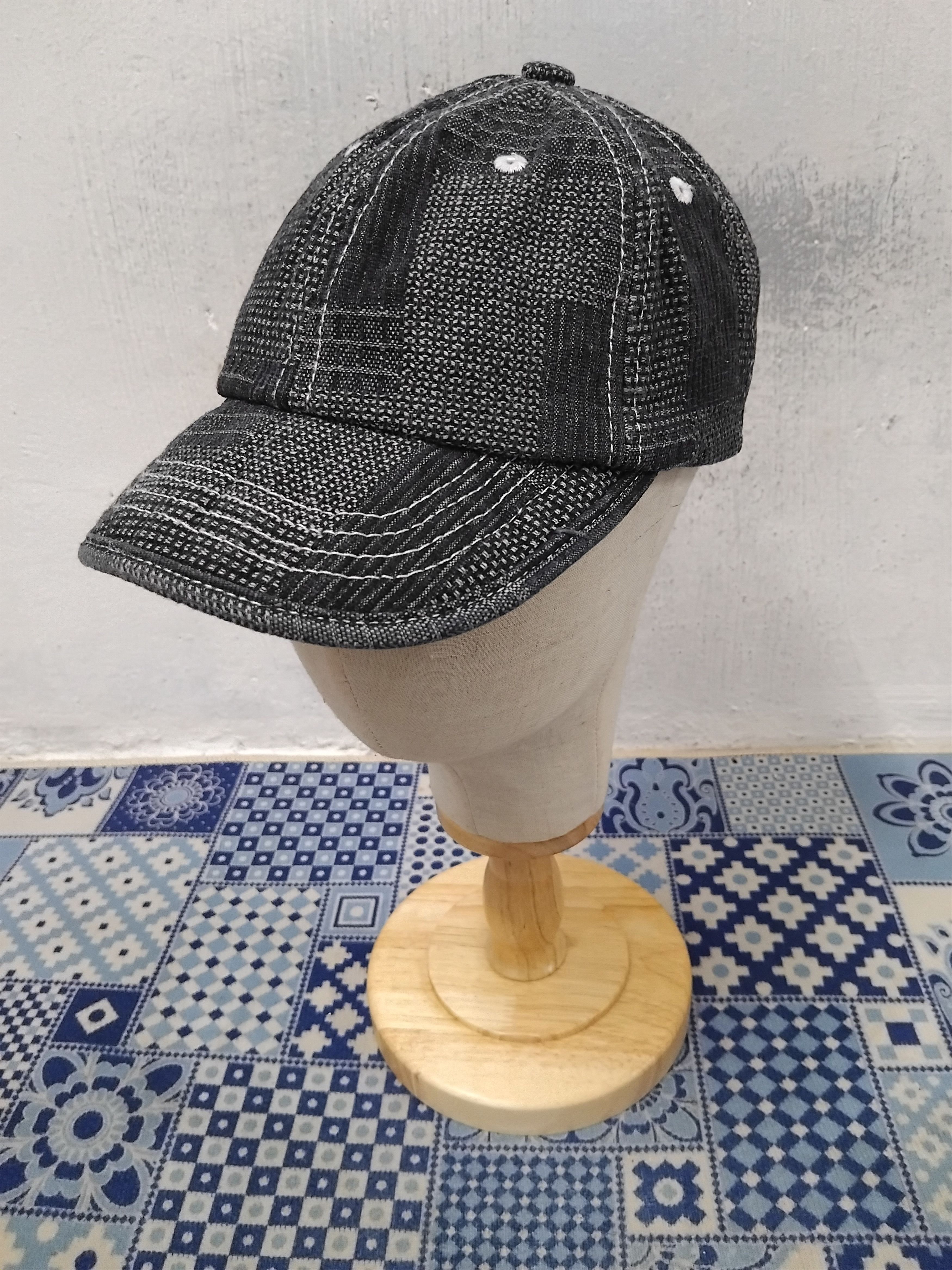 If Six Was Nine Shashiko print black colour kapital inspired cap Size ONE SIZE - 4 Thumbnail