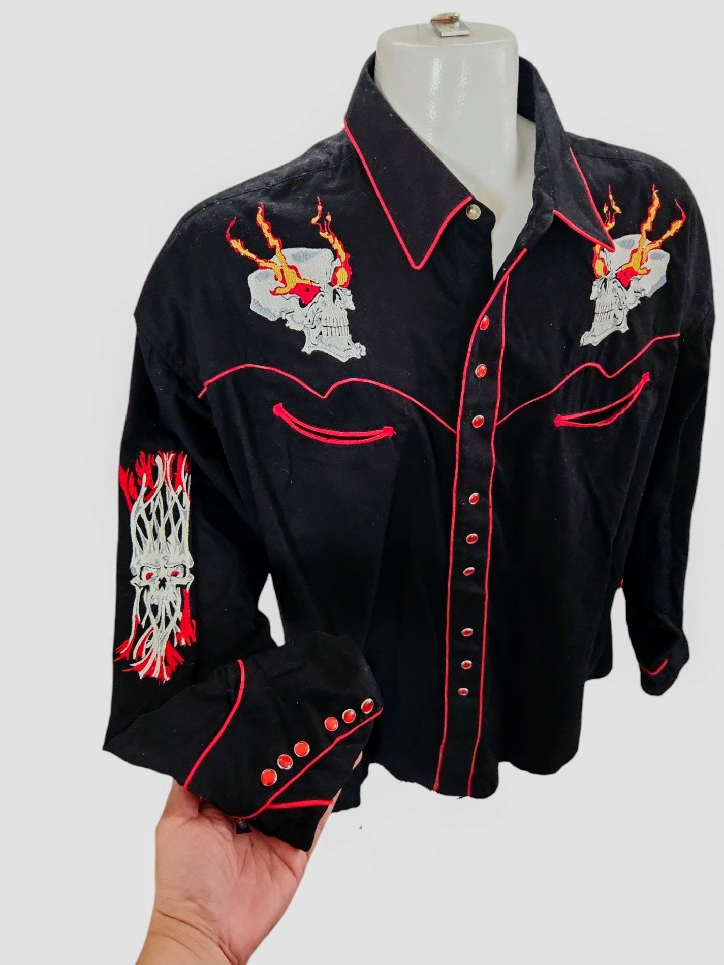 Rockmount Ranch Wear ROCKMOUNT Ranch Wear MEN'S FLAMING SKULL embroidered WESTERN Size US XXL / EU 58 / 5 - 5 Thumbnail