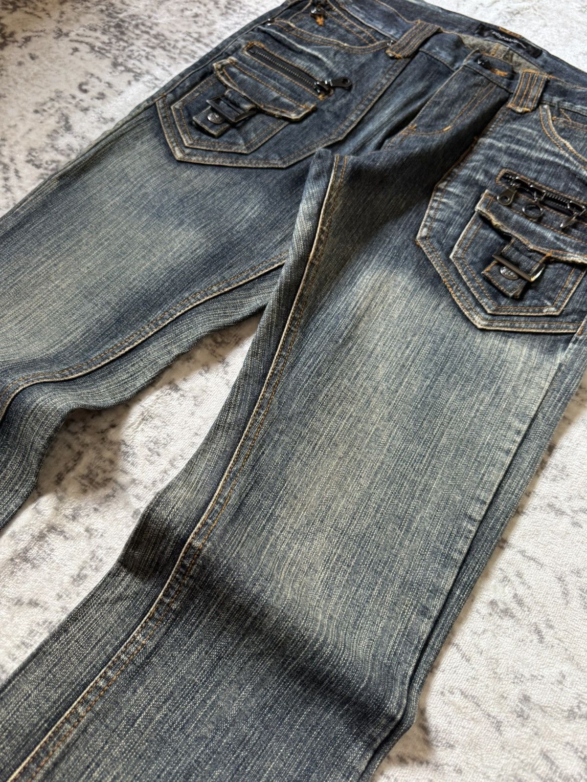 In The Attic In The Attic Japan Mud Earthy Wash Paneled Gun Pocket Jeans Size US 30 / EU 46 - 4 Thumbnail
