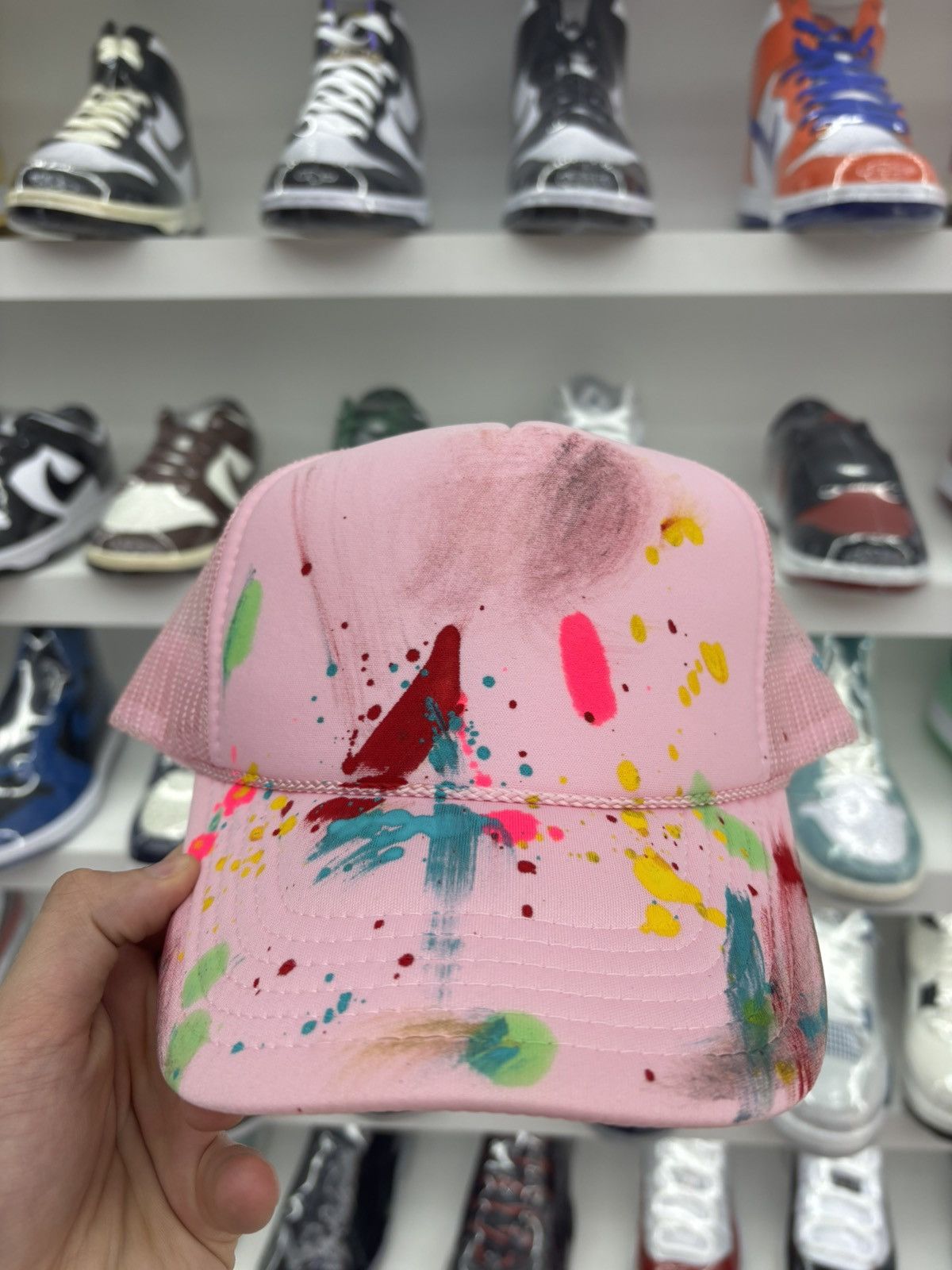 Vintage Vintage paint splatter trucker mesh hat Size ONE SIZE - 1 Thumbnail