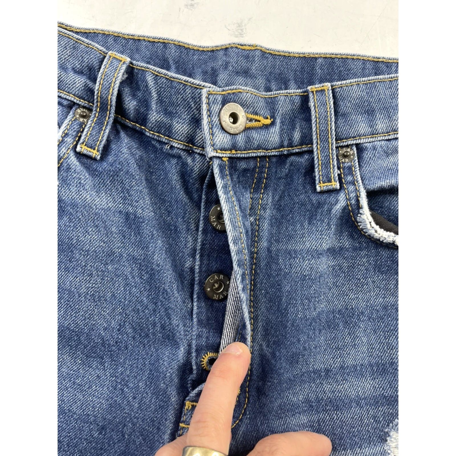 Vintage Camar Jeans Womens Size 27 Blue Straight Distressed Jeans Frayed Hem Pants Size 27" / US 4 / IT 40 - 3 Thumbnail