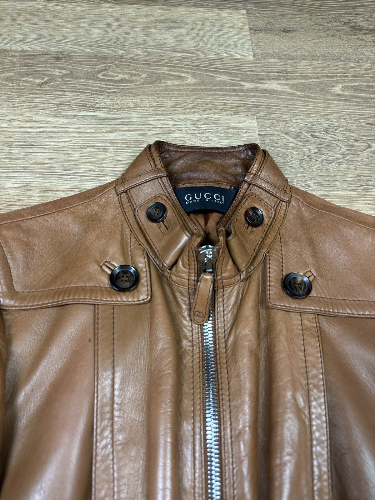 Gucci Gucci 2000s Leather Biker Jacket with GG Belt Size M / US 6-8 / IT 42-44 - 6 Thumbnail