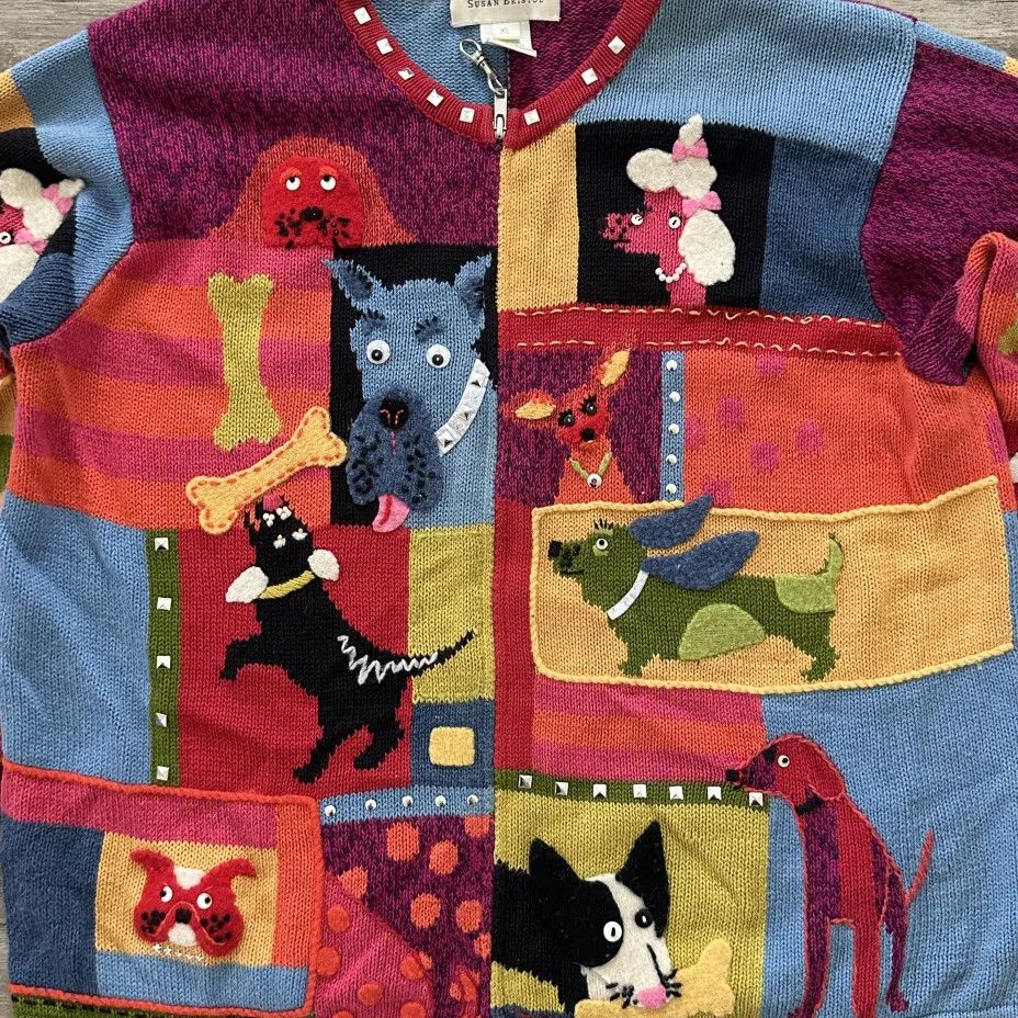 Other Vintage 2002 Susan Bristol Patchwork Dog Sweater Size XL Size XL / US 12-14 / IT 48-50 - 2 Thumbnail