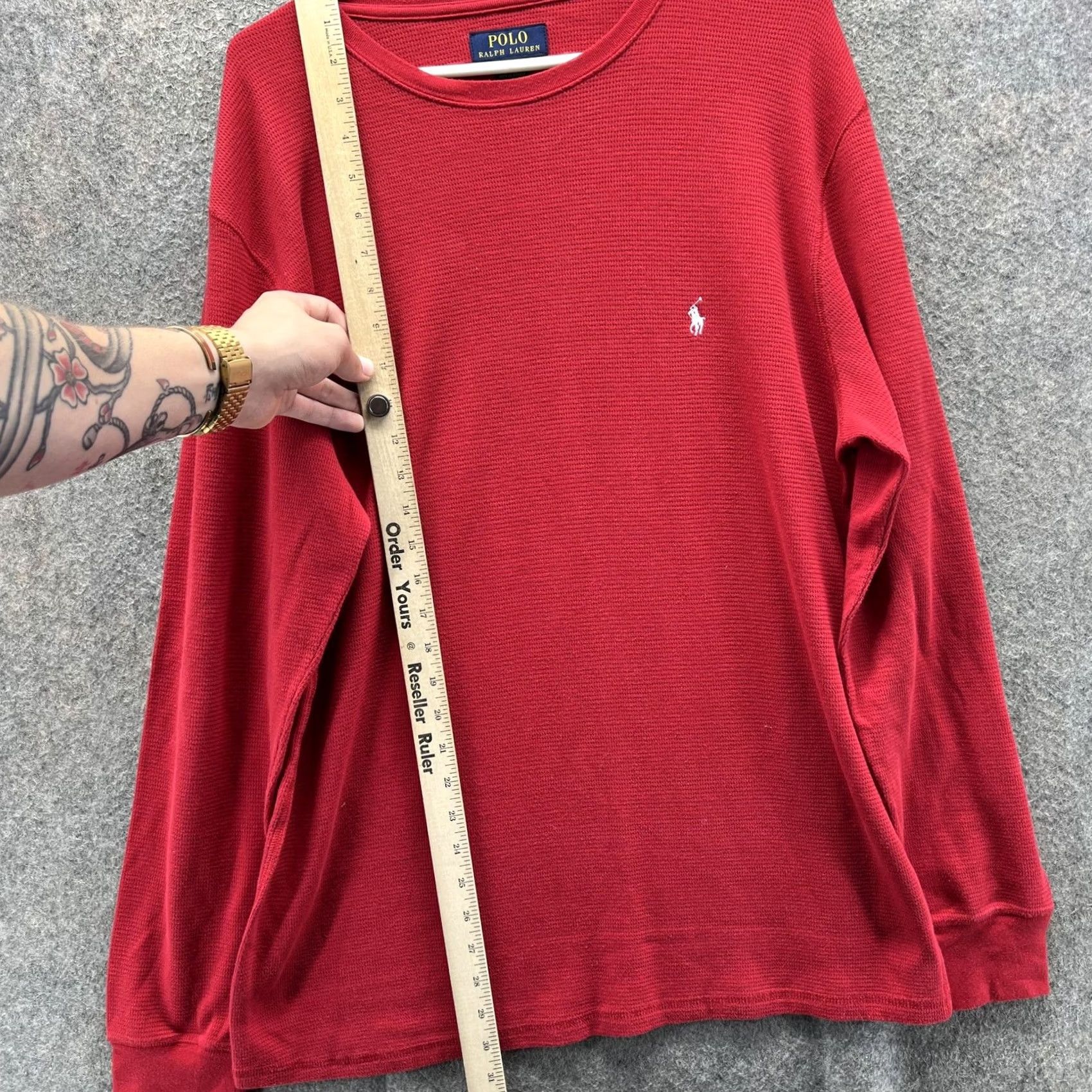 Polo Ralph Lauren Polo Ralph Lauren Shirt Mens XL Red Waffle Knit Sleepwear Thermal Long Sleeve Size US XL / EU 56 / 4 - 3 Thumbnail