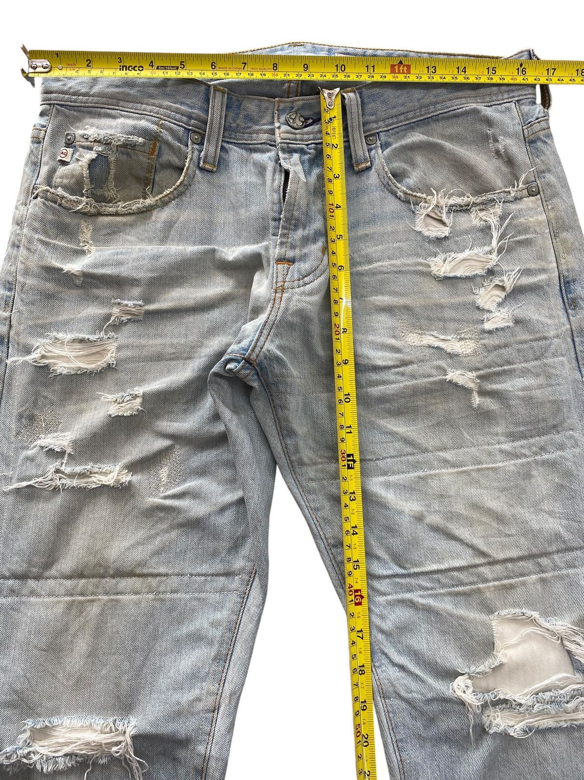AG Adriano Goldschmied AG Adriano Goldschmies Ripped Distressed Style Straight Jean Size US 33 - 6 Thumbnail