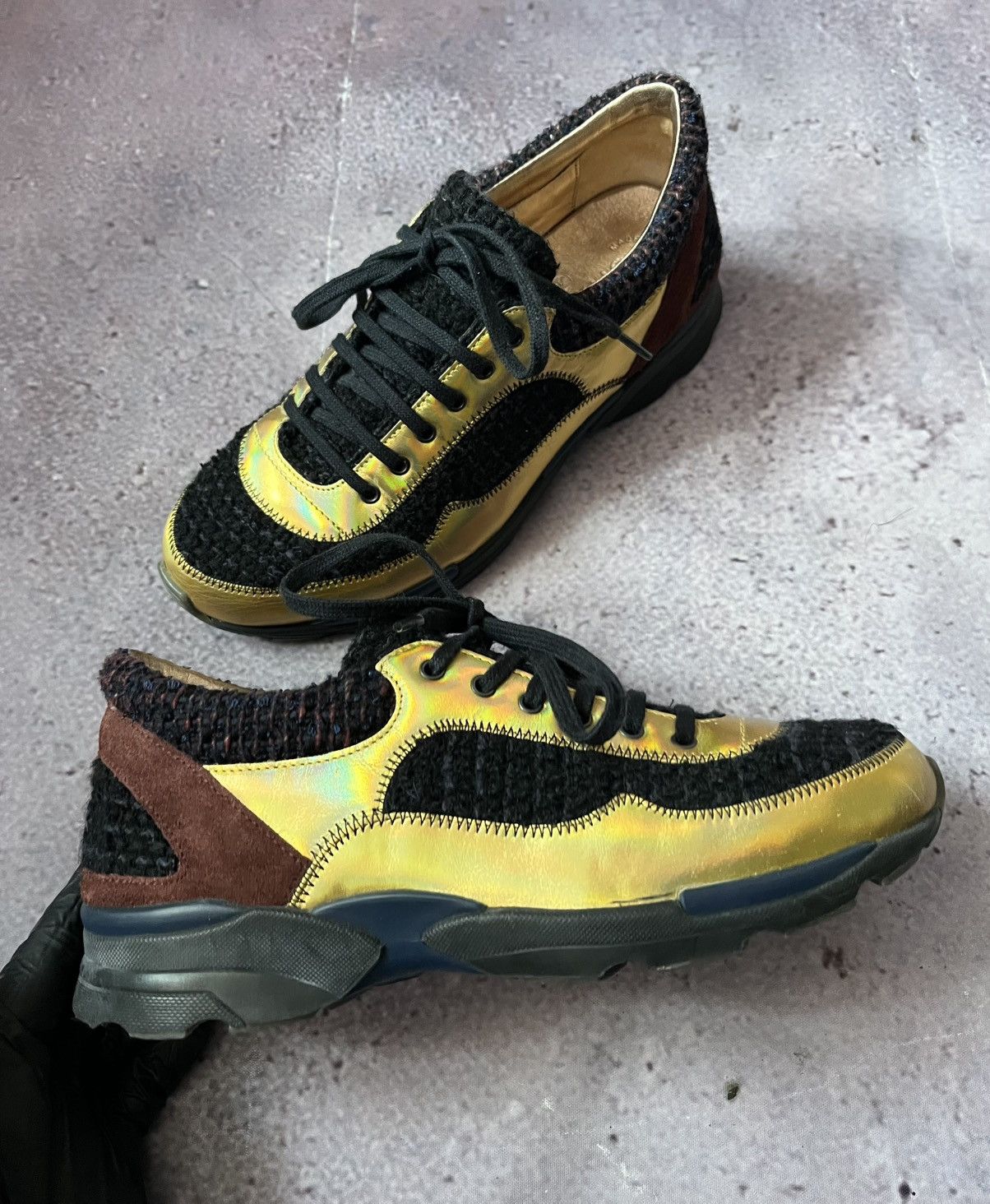 Chanel Chanel Multicolor Tweed,Leather and Suede Sneakers Size US 7.5 / IT 37.5 - 2 Thumbnail