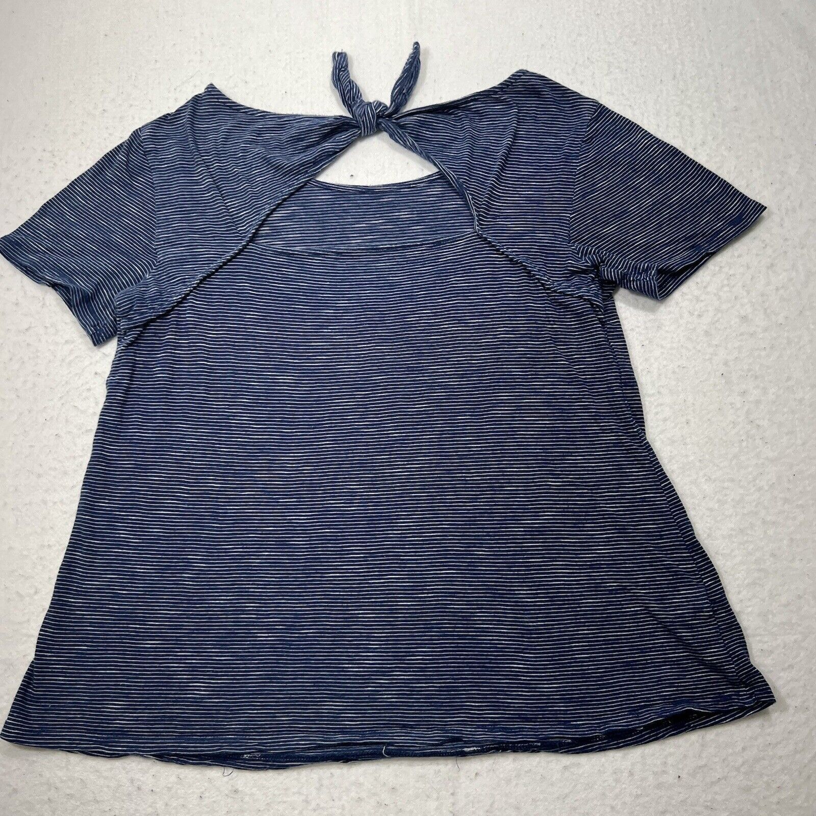 Loft Ann Taylor Loft Outlet Striped Short Sleeve Tie T Shirt Top Size S / US 4 / IT 40 - 9 Thumbnail