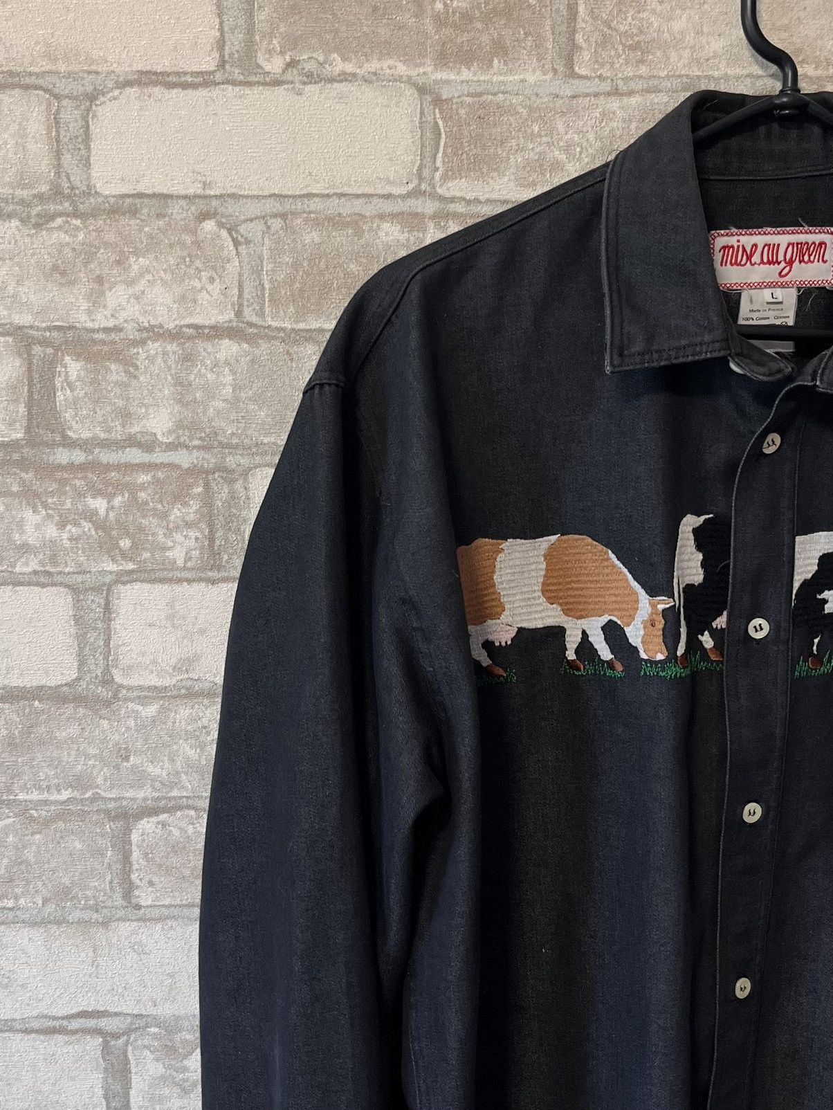 If Six Was Nine × Vintage 🇫🇷Archive 1990s Mise au Green Cow Made in France Shirt Size US L / EU 52-54 / 3 - 2 Thumbnail