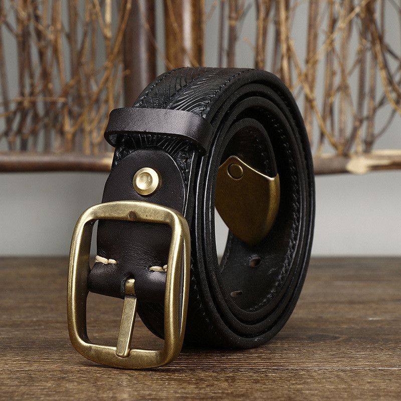 Leather Copper Buckle Leather Belt Size ONE SIZE - 5 Thumbnail