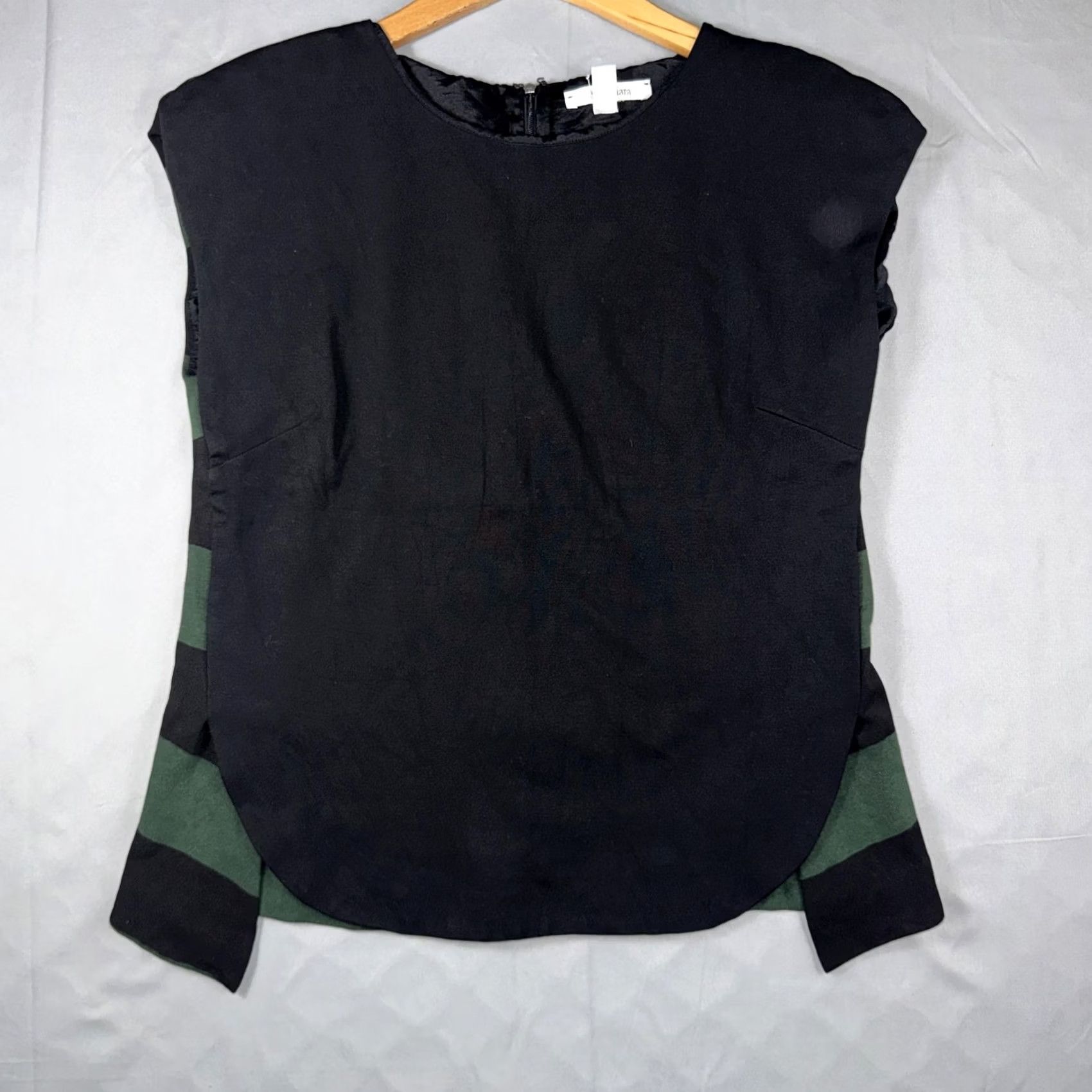 Max Mara Max Mara Blouse Womens Small Black Green Stripe Jersey Sleeveless Zip Back Size S / US 4 / IT 40 - 2 Thumbnail