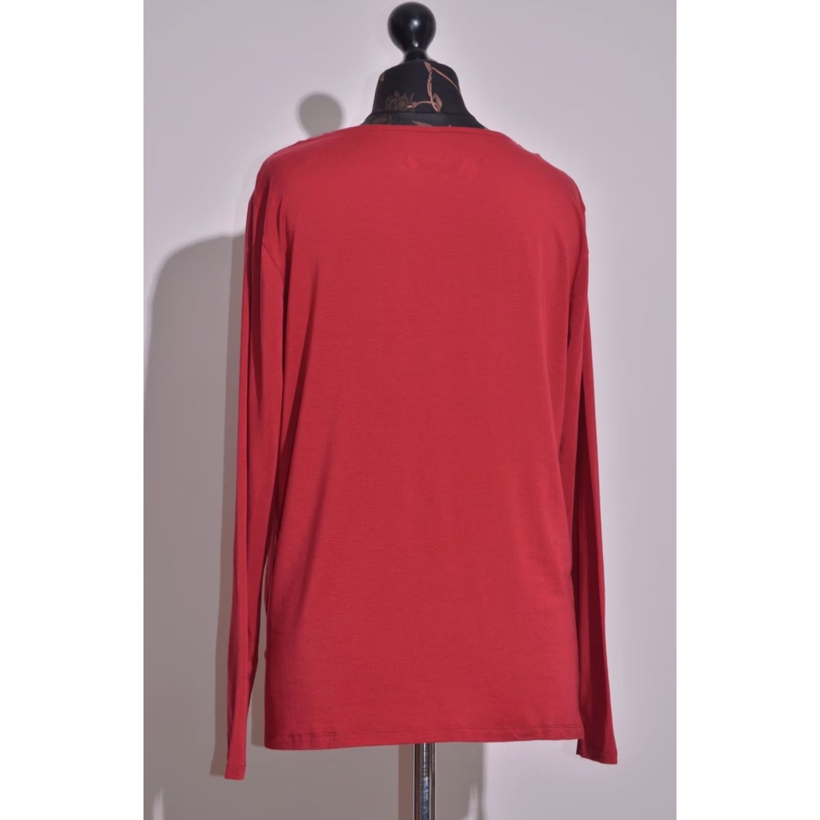 Vintage Gudrun Sjoden Red Long Sleeve Lyocell Stretch Jersey Top L Womens Round Neck Casual Shirt Size L / US 10 / IT 46 - 4 Thumbnail