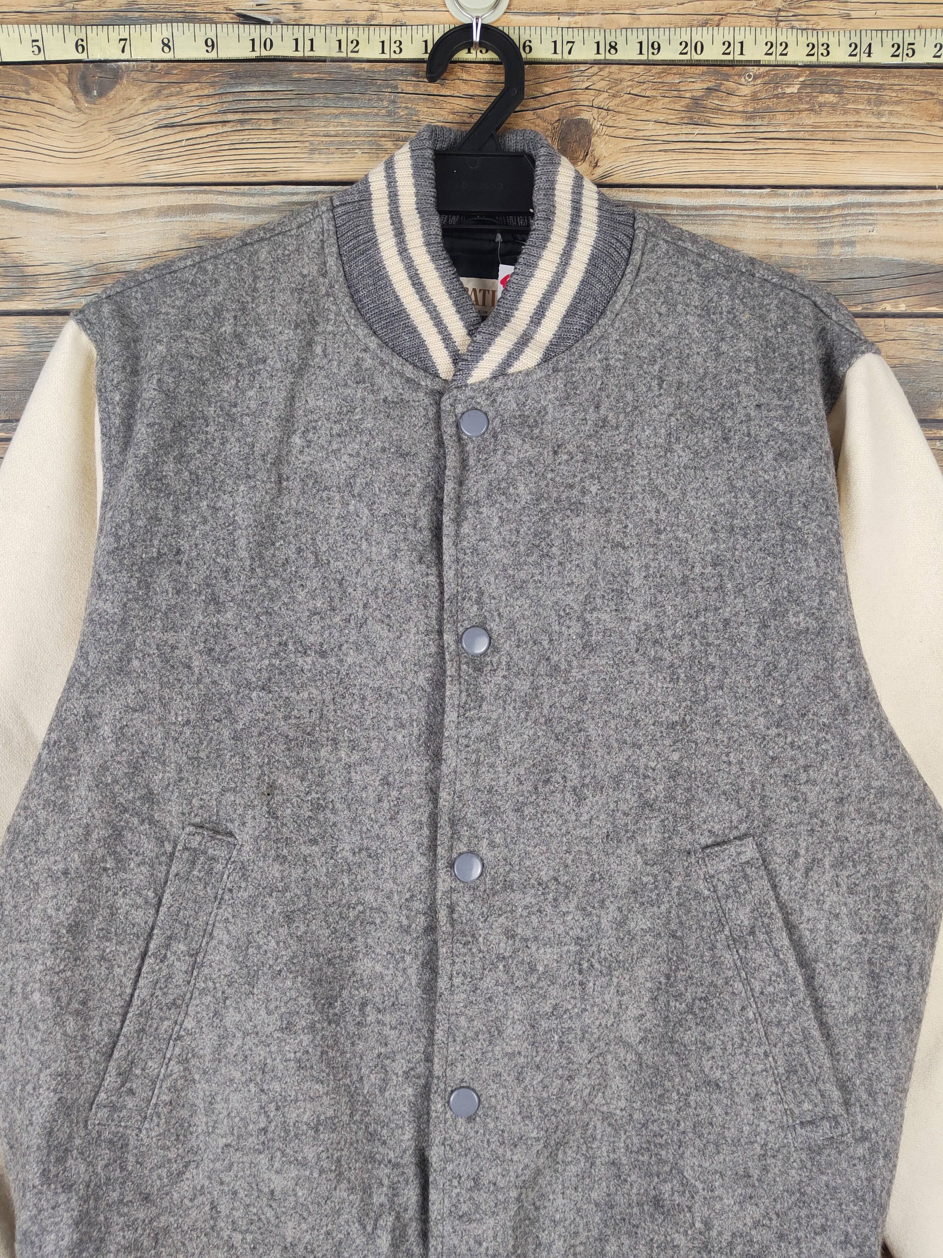 Japanese Brand Patina Gray Cream Varsity Jackets #W1074 Size US L / EU 52-54 / 3 - 2 Thumbnail