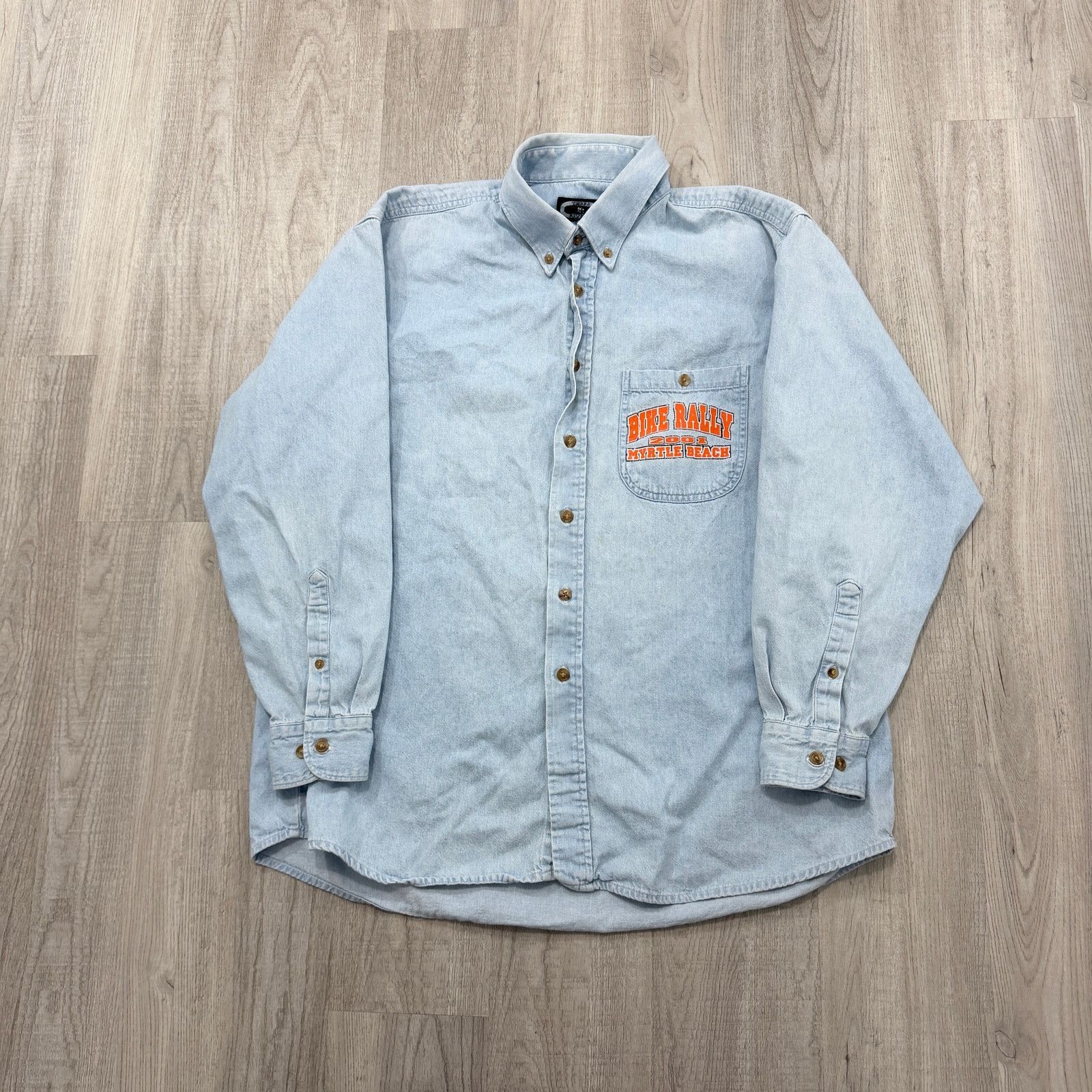 Vintage Vintage Myrtle Beach Bike Rally Denim Shirt Men's 2XL Blue Size US XXL / EU 58 / 5 - 2 Thumbnail