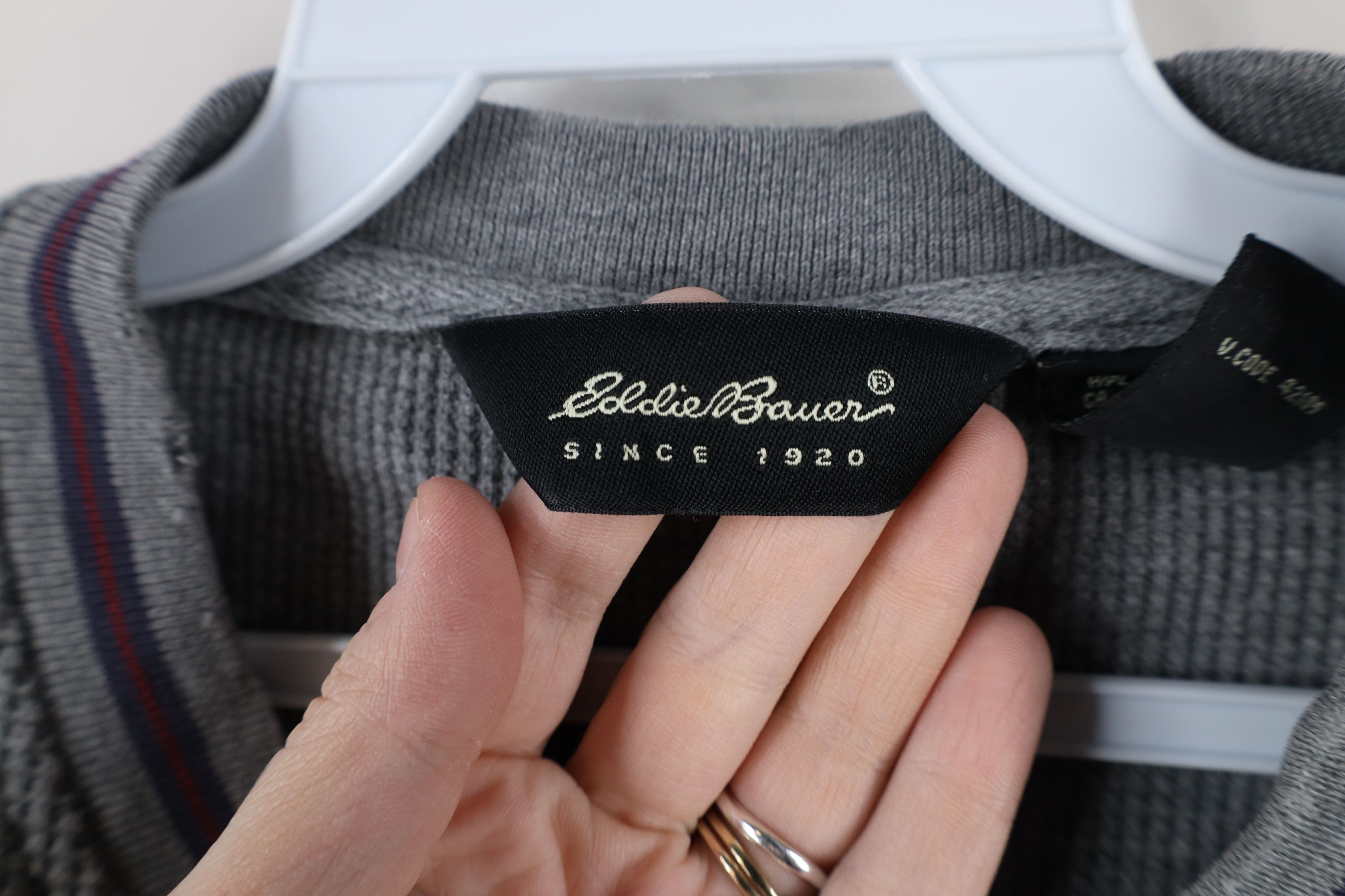Eddie Bauer × Vintage Vintage 90s Eddie Bauer Waffle Knit Long Sleeve T-Shirt Size US L / EU 52-54 / 3 - 11 Thumbnail