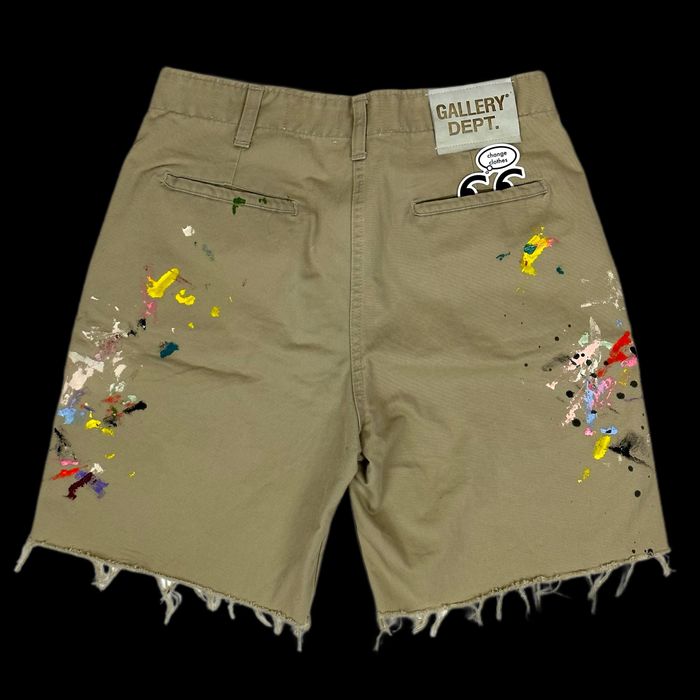 Gallery Dept. gallery dept ricky shorts khaki paint splatter khaki tan ...