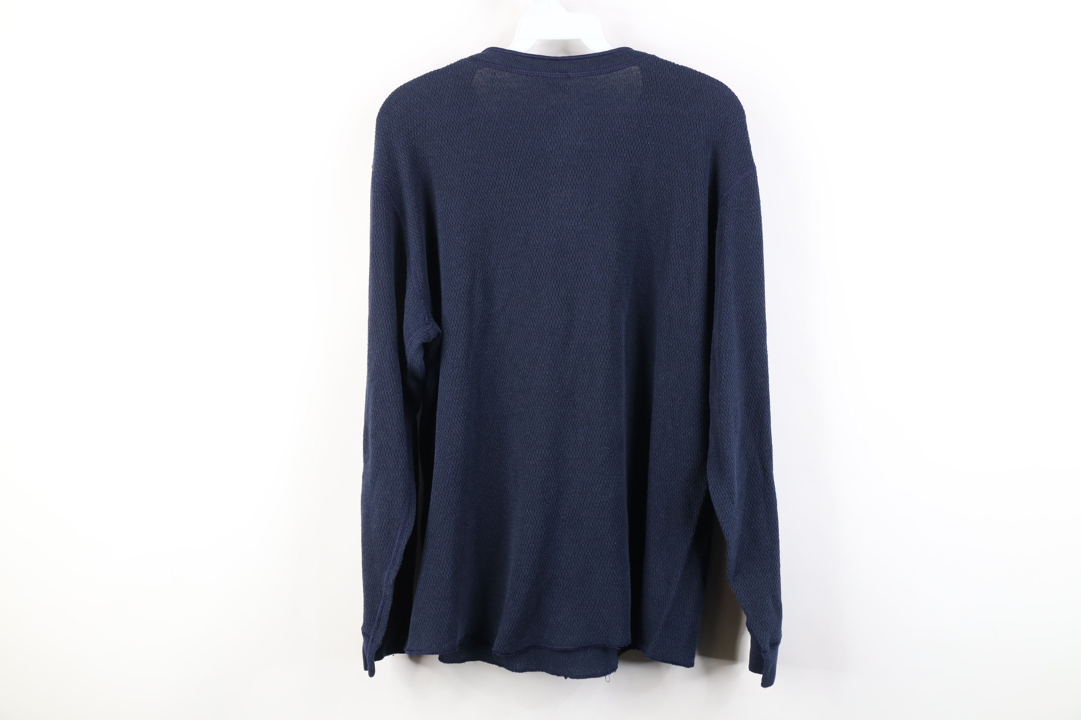 Vintage Vintage 90s Streetwear Waffle Knit Henley T-Shirt Blue Size US L / EU 52-54 / 3 - 11 Thumbnail