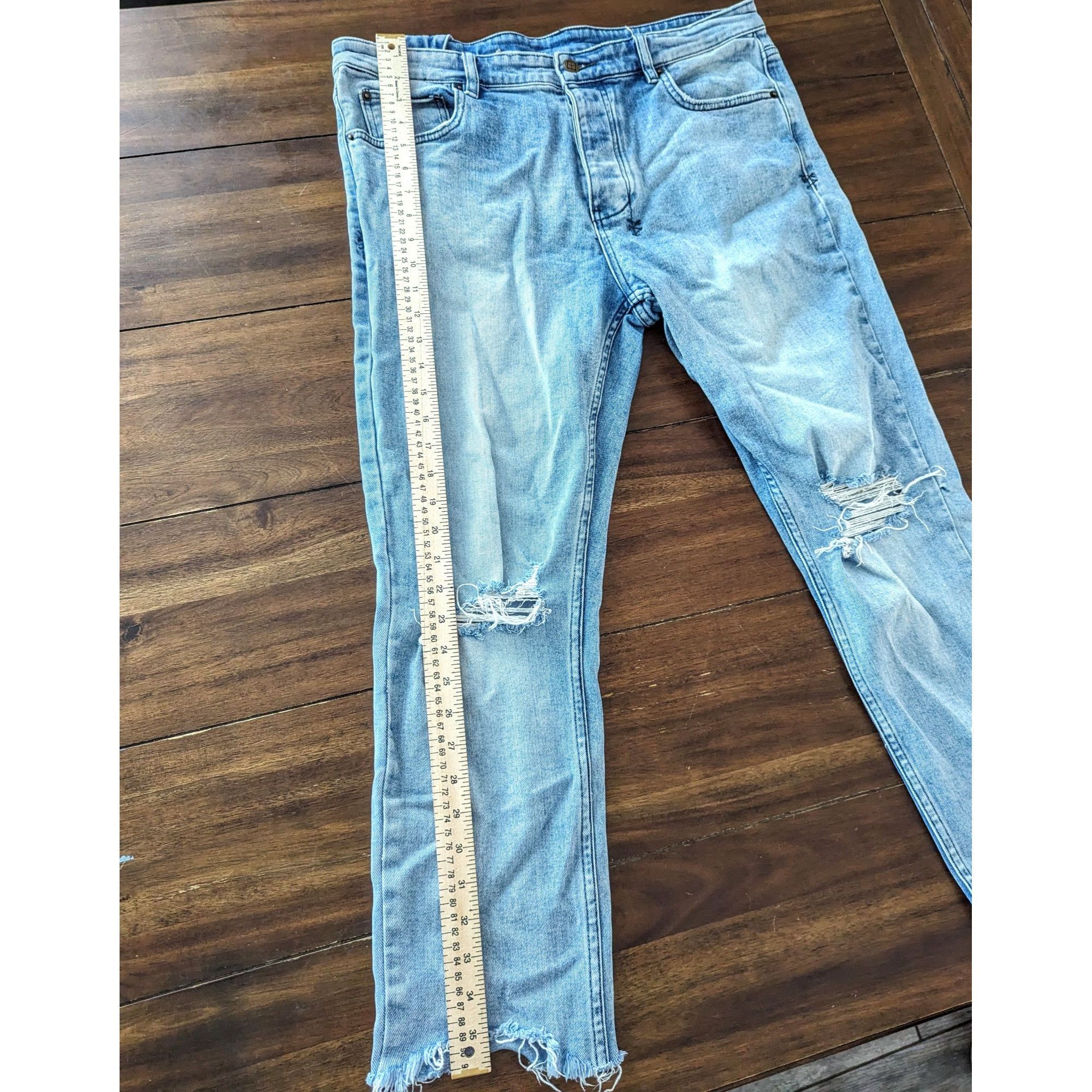 Ksubi Ksubi Men's Distressed Light Wash Jeans 36" Cotton & Elastan Size US 36 / EU 52 - 6 Thumbnail