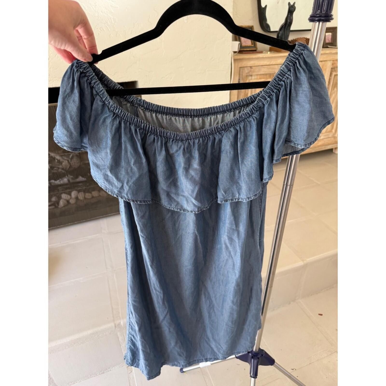 Tommy Bahama Tommy Bahama Womens Blue Tencel Off Shoulder Ruffle Dress M Size M / US 6-8 / IT 42-44 - 8 Thumbnail