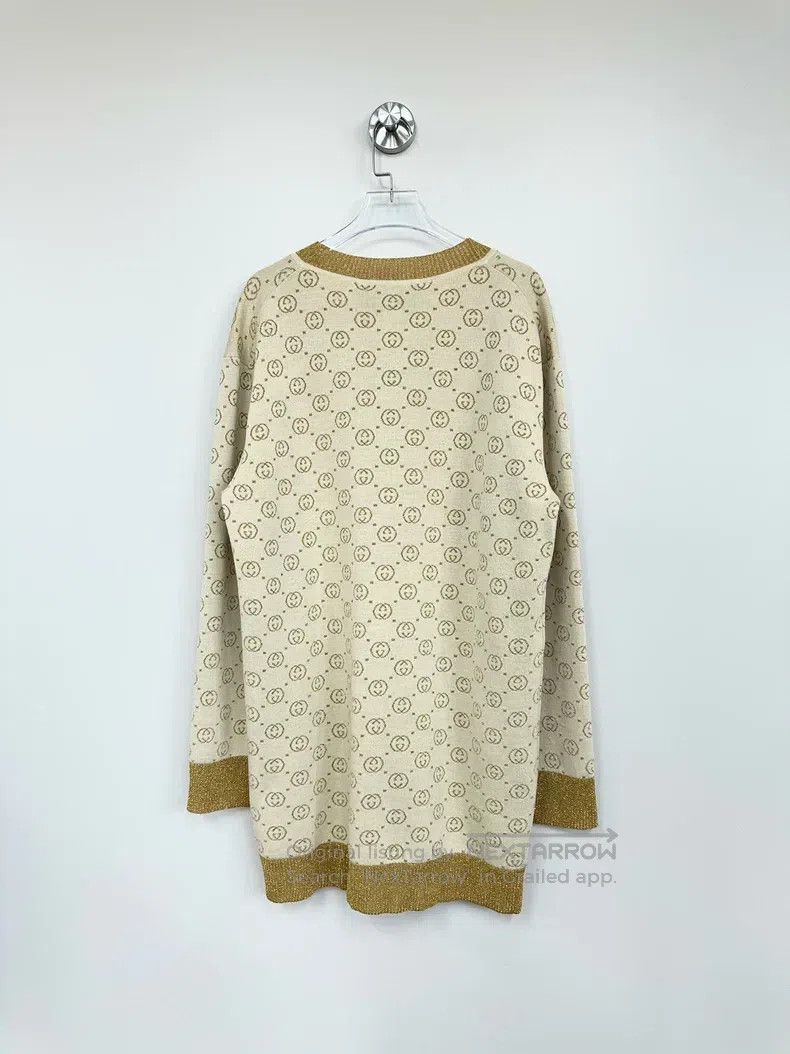 Gucci Gucci Gold silk double G full print logo knitted cardigan Size S / US 4 / IT 40 - 2 Thumbnail
