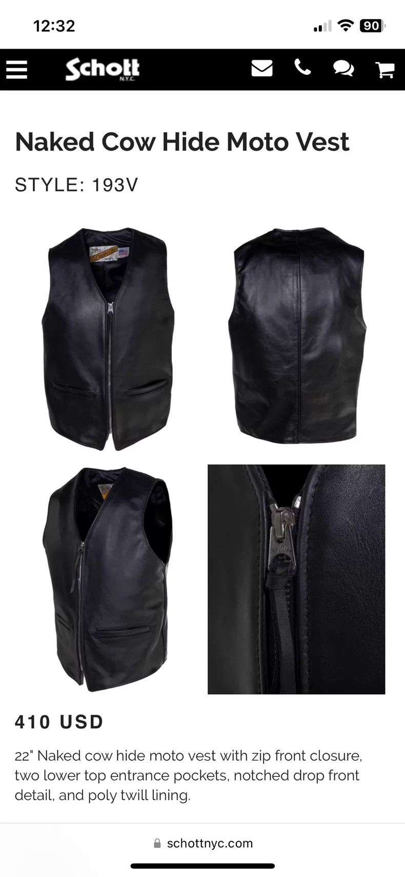 Schott Schott Classic motorcycle vest Size US XL / EU 56 / 4 - 8 Thumbnail