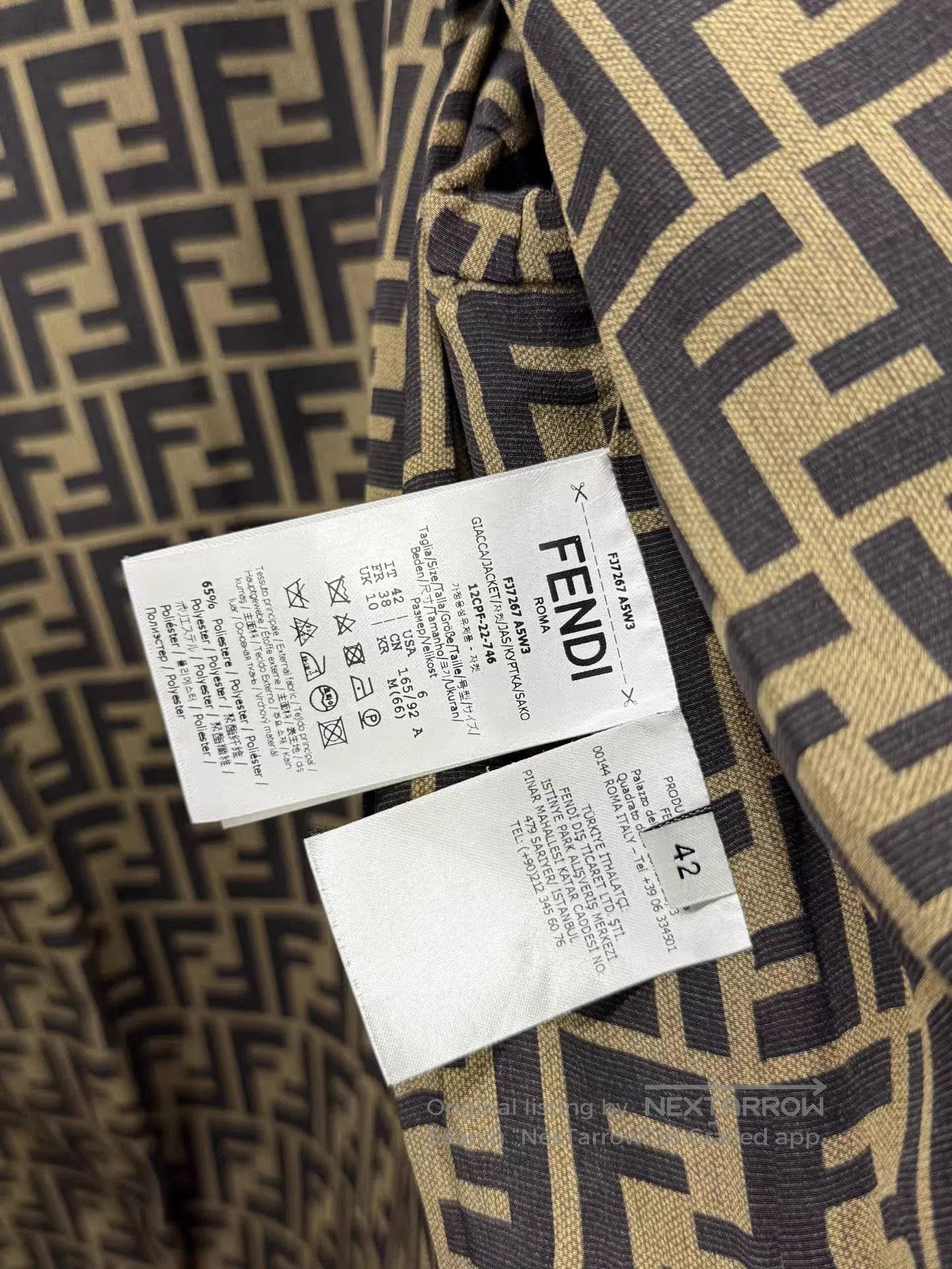 Fendi Brown Patterned Long Sleeve Button. Size US XS / EU 42 / 0 - 7 Thumbnail