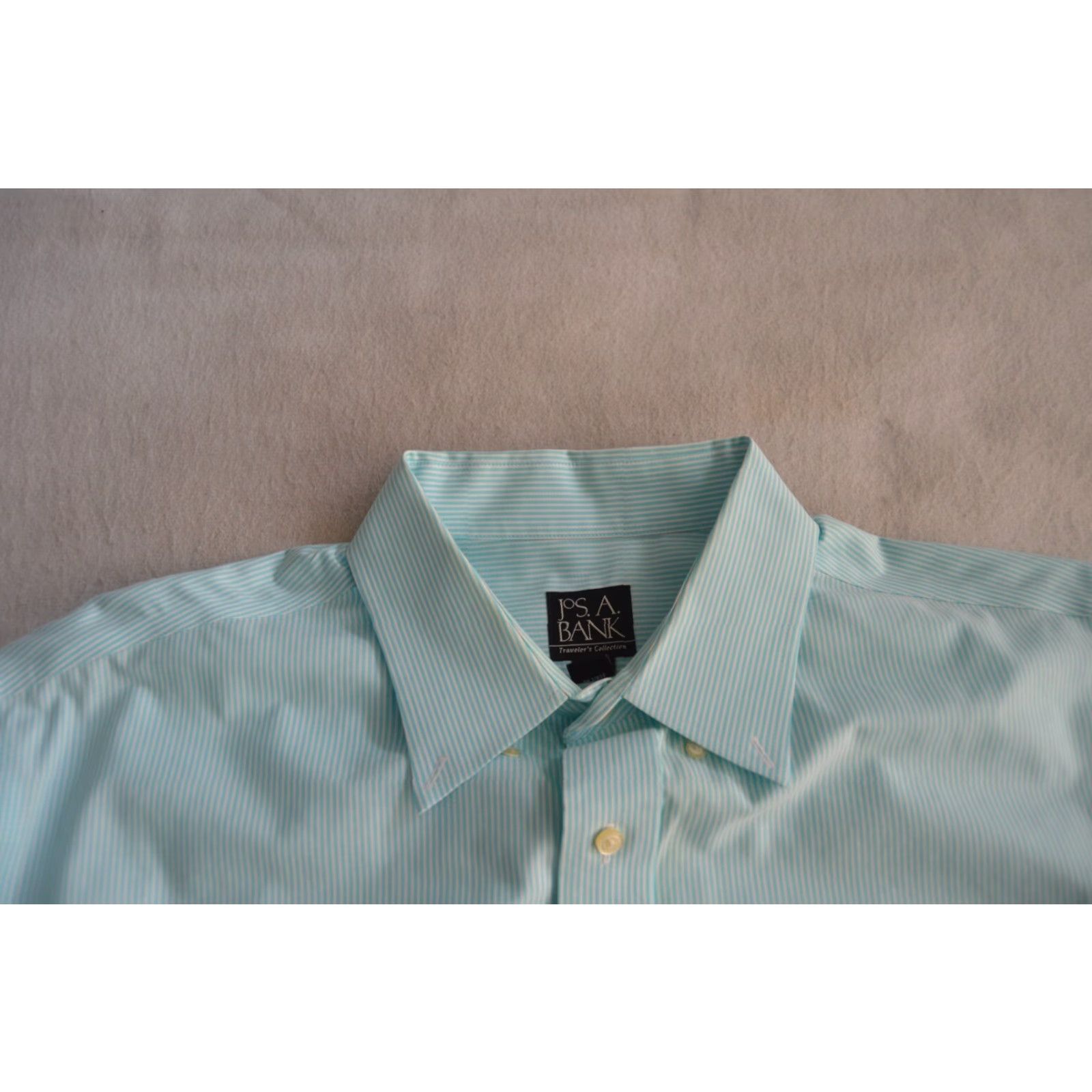 Jos. A. Bank Jos A Bank Travelers Collection Shirt Men's XL Seafoam Green Striped Size US XL / EU 56 / 4 - 3 Thumbnail