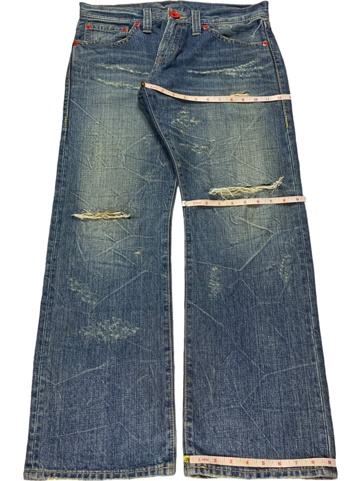 Japanese Brand Vintage Japanese Brand Mud Wash Distressed Baggy Jeans Size US 35 - 13 Thumbnail