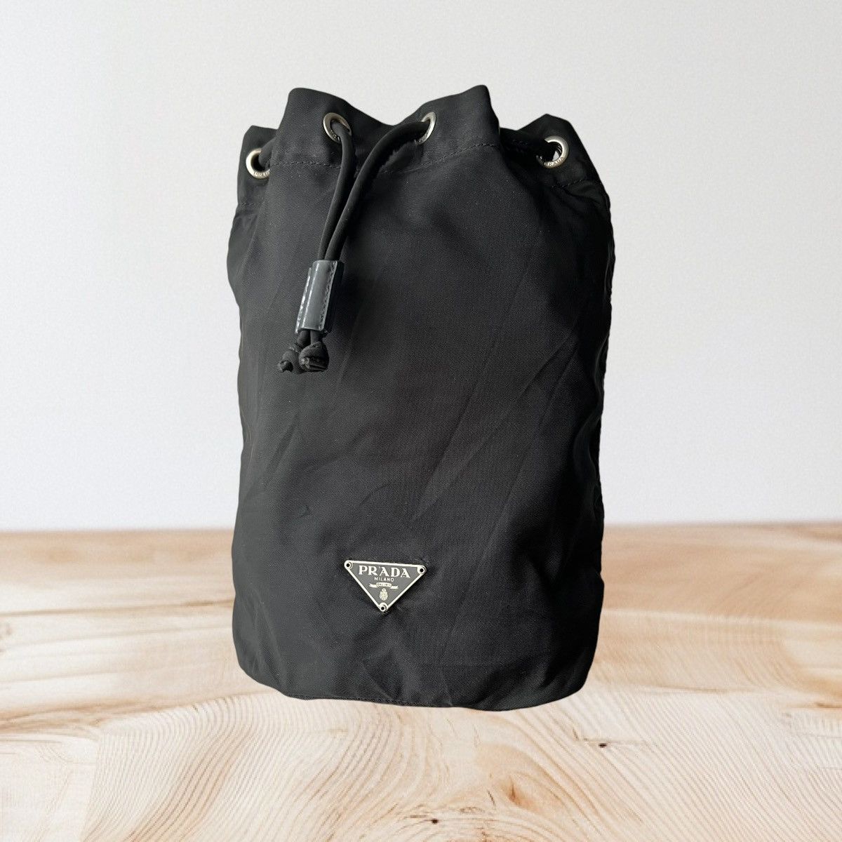 Prada Prada Black Tessuto Nylon Drawstring Pouch Size ONE SIZE - 1 Thumbnail