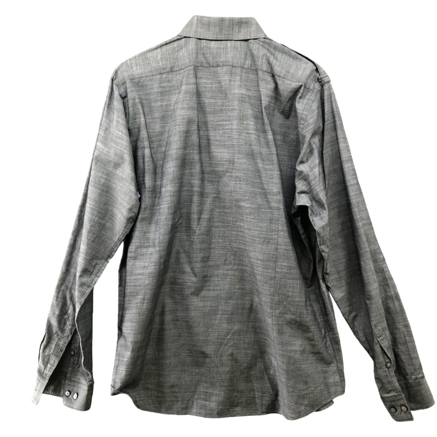 Express Express Button Down Shirt Mens L Gray Long Sleeve Cotton Utility Slim Classic Pockets Size US L / EU 52-54 / 3 - 2 Thumbnail