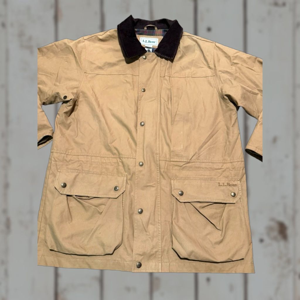 Vintage VINTAGE LL Bean Chore Barn Coat Mens M Tan Brown Cotton Canvas Lined Corduroy Collar Y2K Overcoat Size US M / EU 48-50 / 2 - 1 Thumbnail