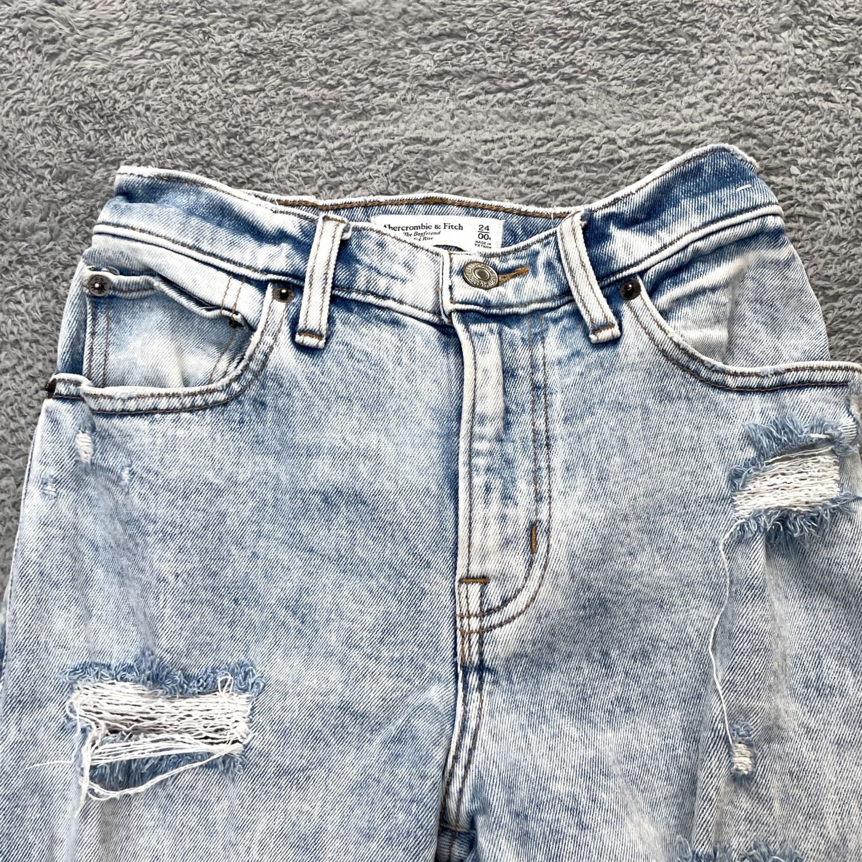 Abercrombie & Fitch Abercrombie & Fitch Jeans Womens 24 Blue The Boyfriend Mid Rise Distressed City 5-Pocket Womens Jeans Size 42" / US 20 - 5 Thumbnail