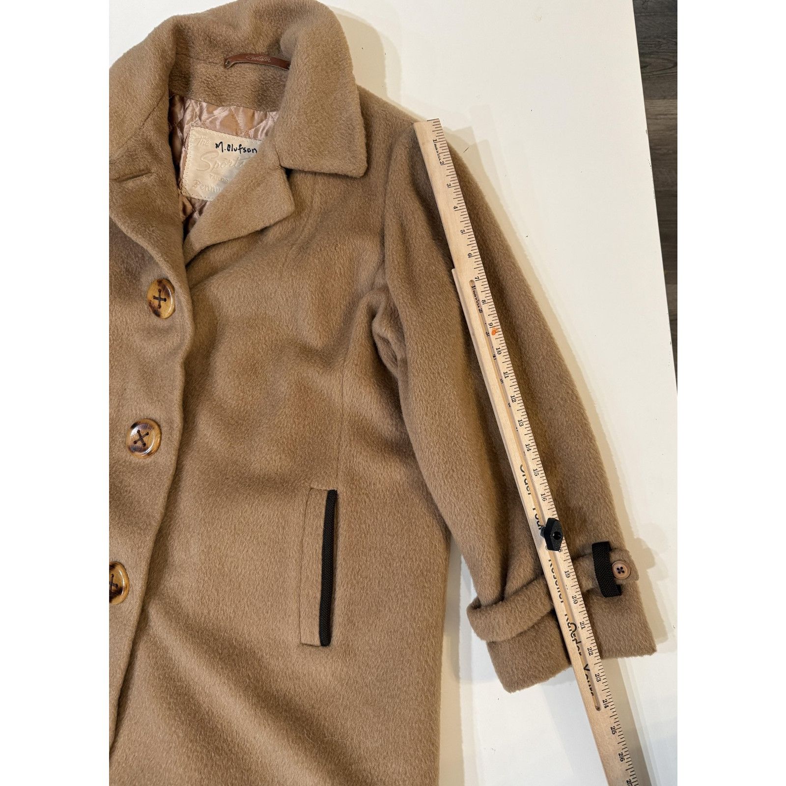 & Other Stories Vintage 60's Sportster Coat Mens LG Tan 100% Wool Overcoat Size US L / EU 52-54 / 3 - 9 Thumbnail