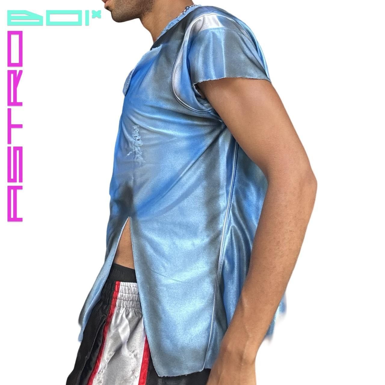 Other ASTROBOI* Blue Airbrushed Ripped Sports T-shirt - Large Size US L / EU 52-54 / 3 - 4 Thumbnail