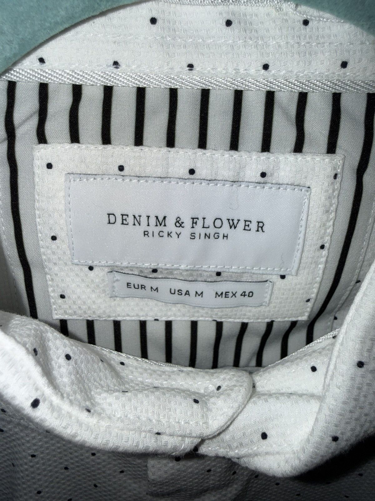 Denim & Flower Denim & Flower White Micro-Dot Button-Down Shirt Size US M / EU 48-50 / 2 - 5 Thumbnail