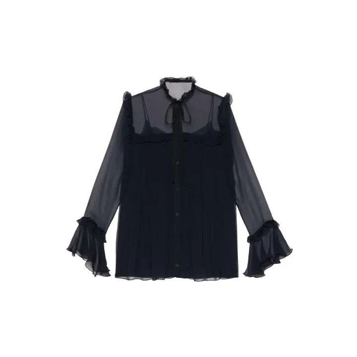 Gucci Gucci SS21 Ruffled Long Sleeve Shirt in Blue-2507 Size M / US 6-8 / IT 42-44 - 2 Thumbnail