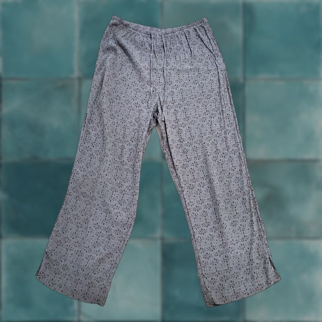 J. Jill J Jill Womens Pants M Blue Brown Print Rayon Pull On High Rise Drawstring Boho Size 32" / US 10 / IT 46 - 1 Thumbnail