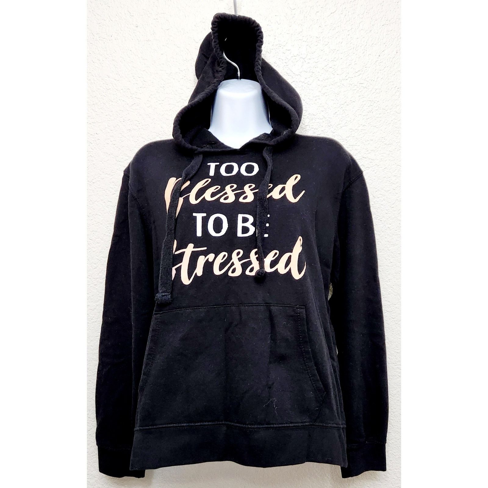 Other Wound Up Black Too Blessed To Be Stressed Graphic Hoodie S Size S / US 4 / IT 40 - 1 Thumbnail