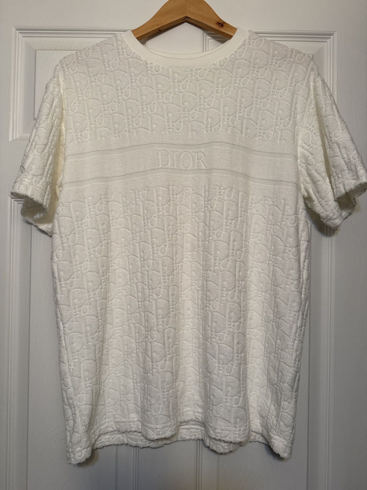 White Dior Terry Cotton Jacquard T-shirt