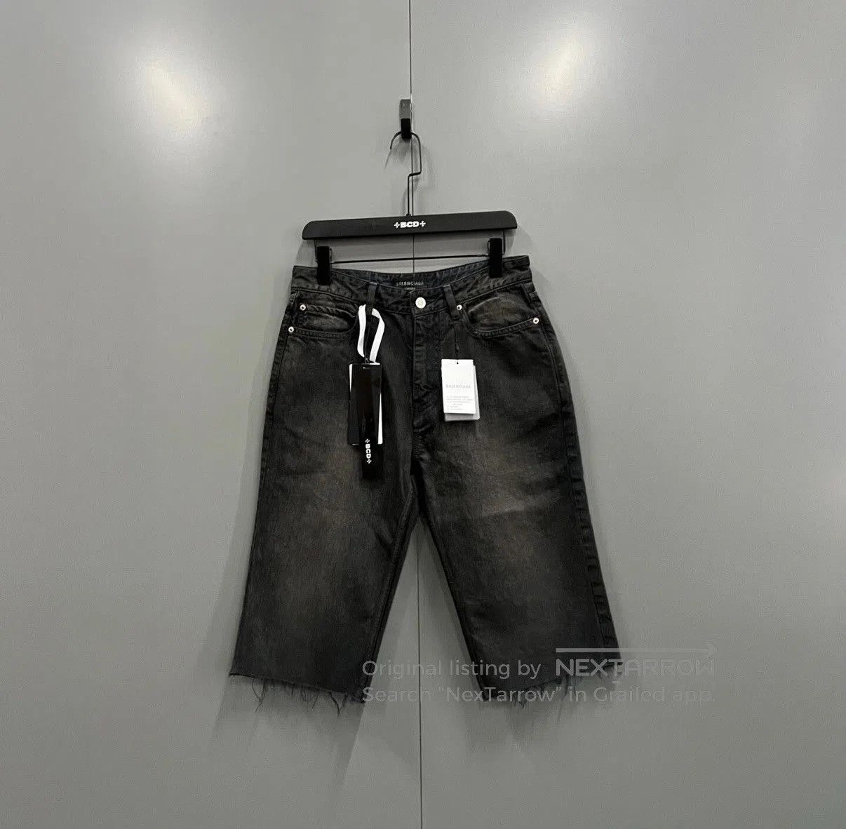 Balenciaga Gray Denim Shorts with Frayed Hem Size 34. Size US 34 / EU 50 - 1 Thumbnail