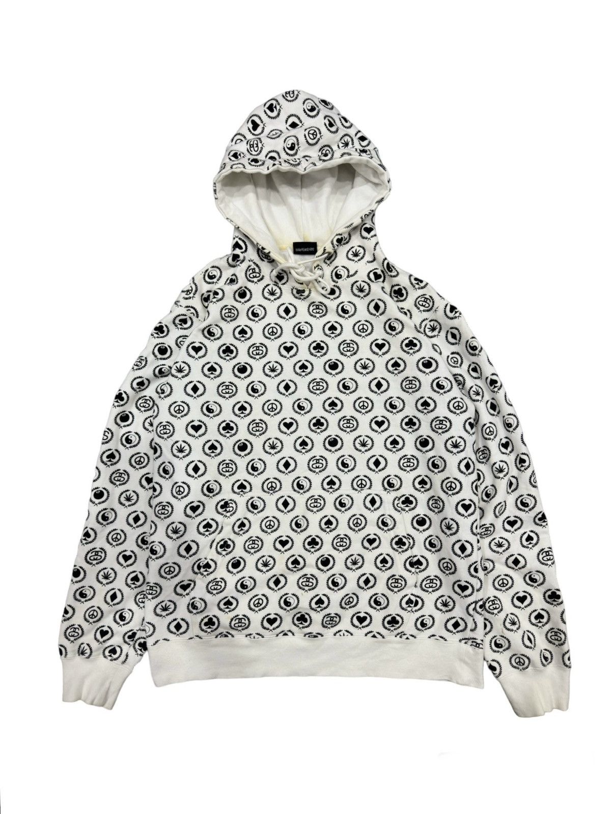 image of Stussy Stüssy Ol Yin Yang Black Jade All Over Print Hoodie in White, Men's (Size Medium)