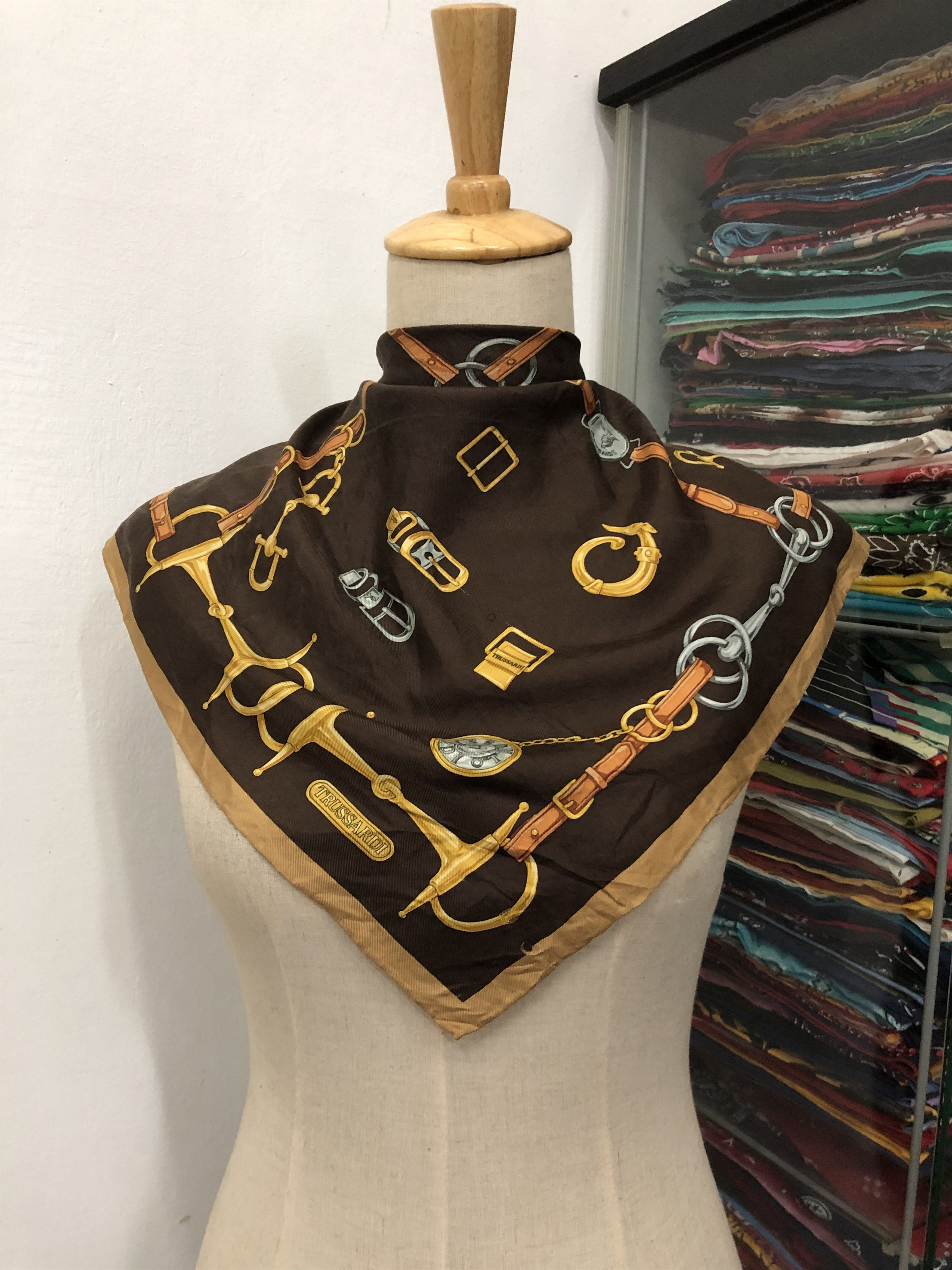 Trussardi × Vintage Vintage Trussardi Silk Scarf Size ONE SIZE - 1 Thumbnail