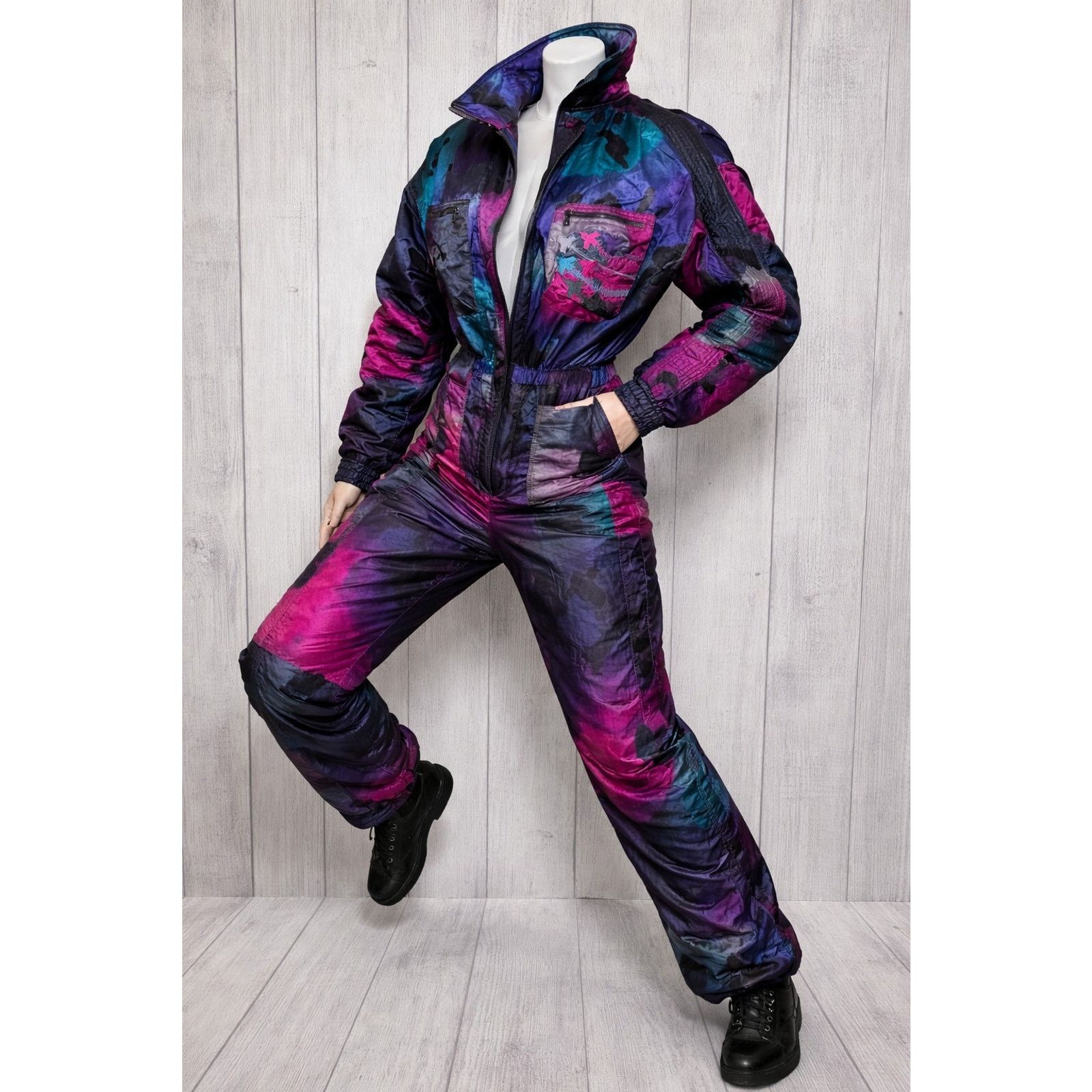 Vintage Vintage 80s 90s Neon Splatter Abstract Snowsuit One Piece Size 29" - 1 Thumbnail