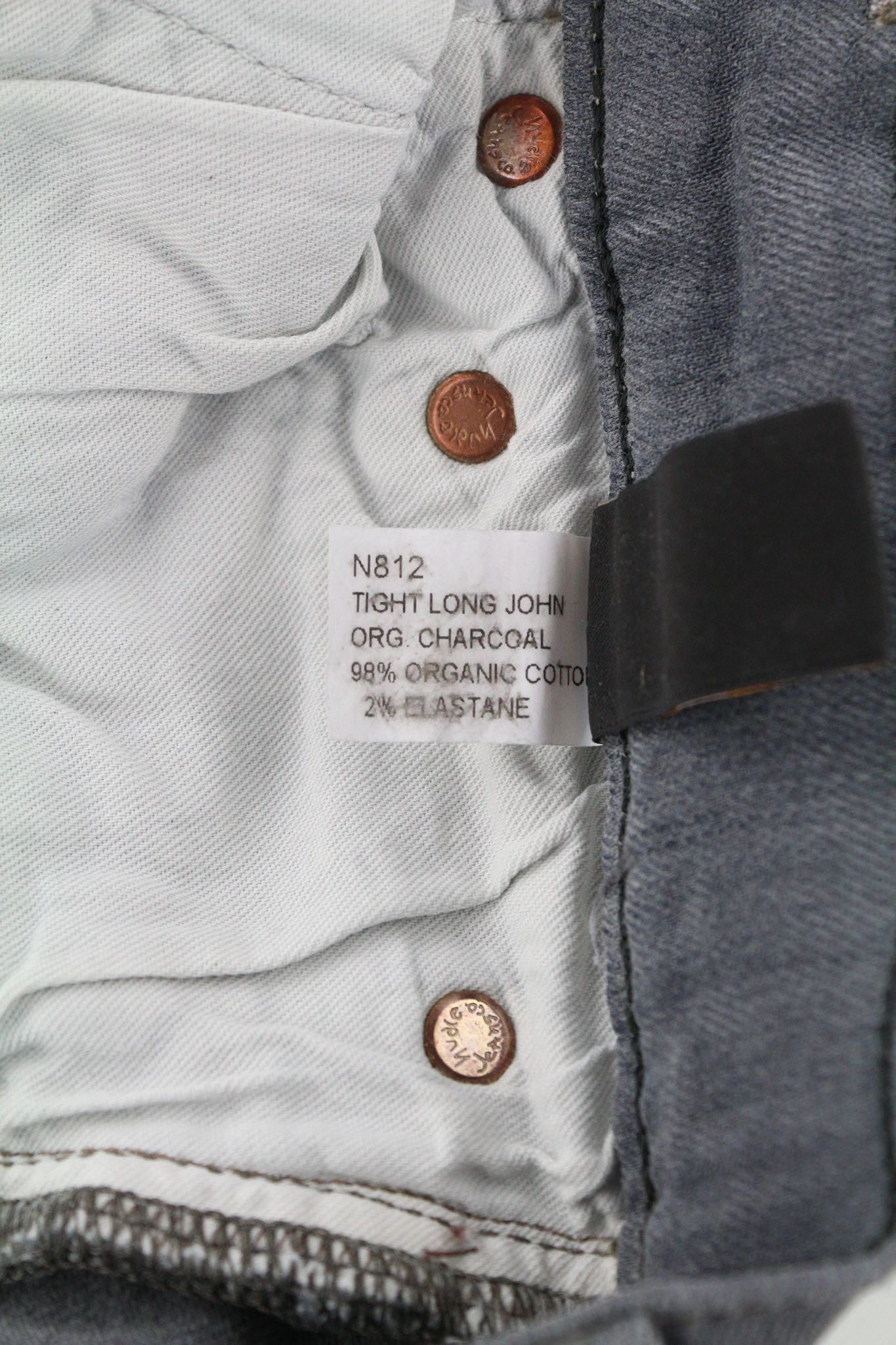 Nudie Jeans TIGHT LONG JOHN W26/L34 Organic Charcoal Jeans 80673 Size 26" / US 2 / IT 38 - 7 Thumbnail