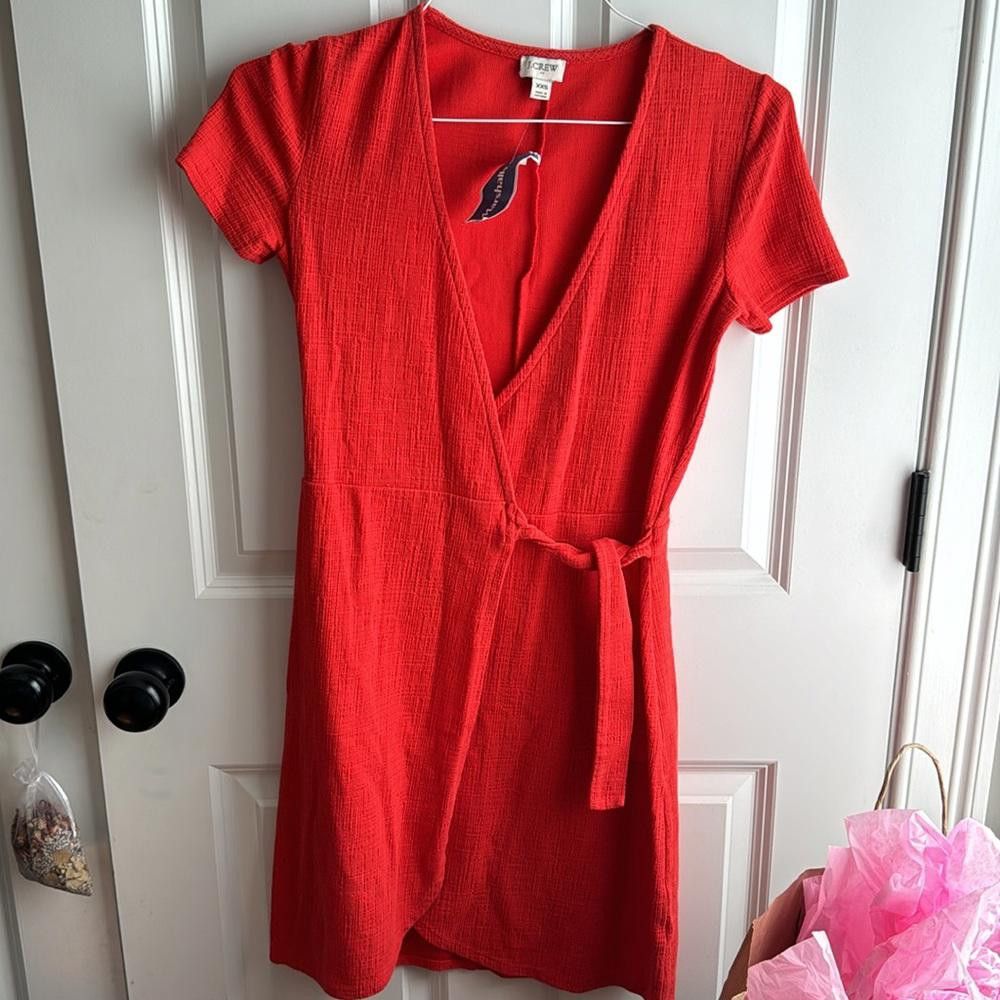 Designer J Crew wrap dress in red Size XXS / US 00 / IT 34 - 4 Thumbnail